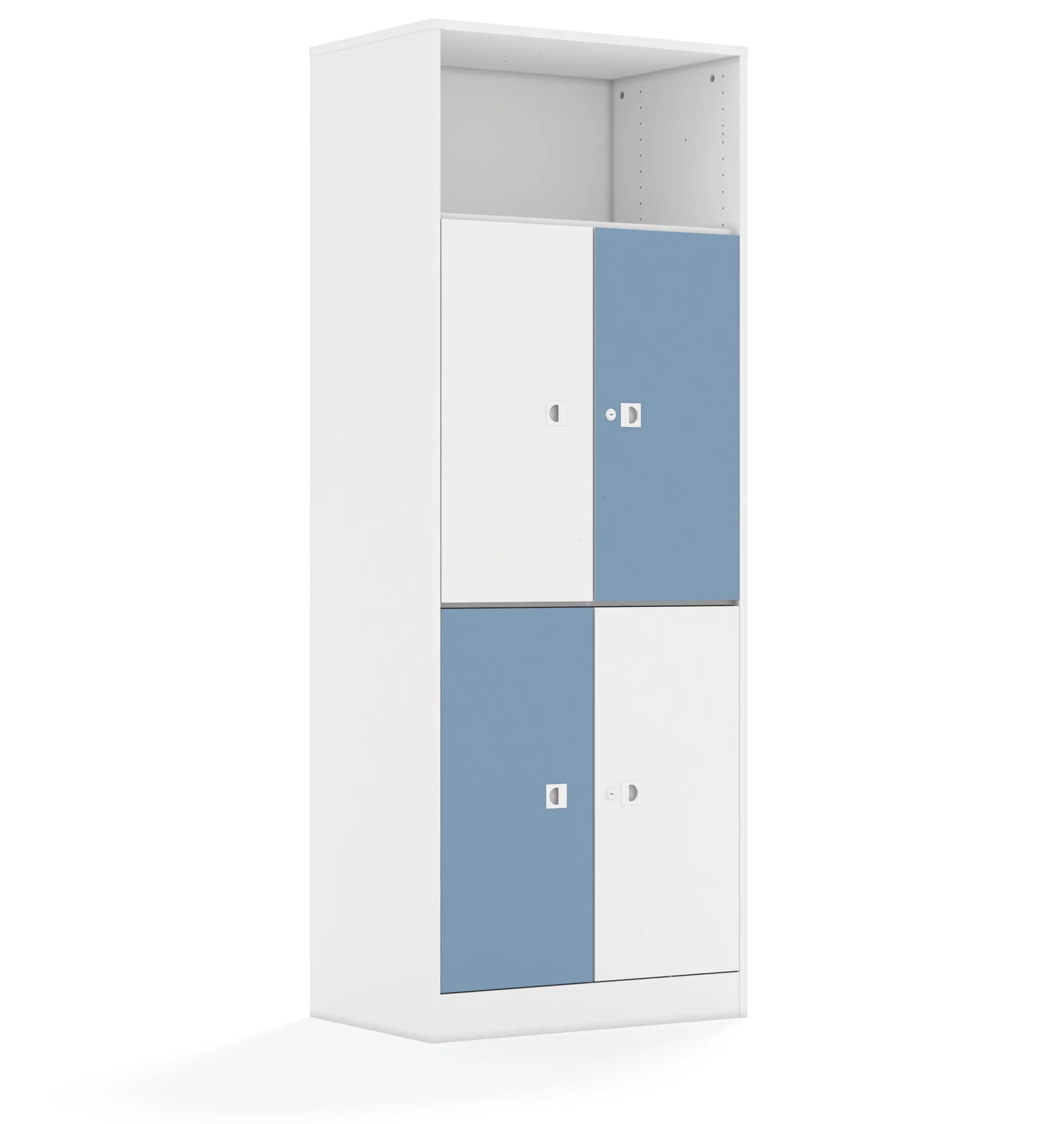 Regał BLOX 70 5P 4F2 706x466x1869 – biały / biały/pastelowy niebieski