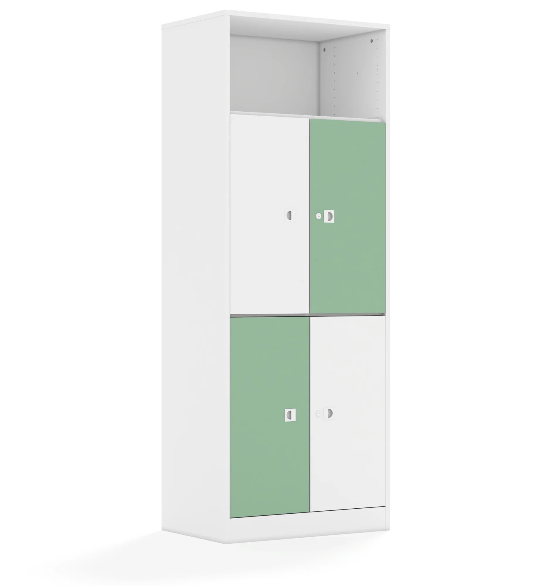 Regał BLOX 70 5P 4F2 706x466x1869 – biały / biały/pastelowy zielony