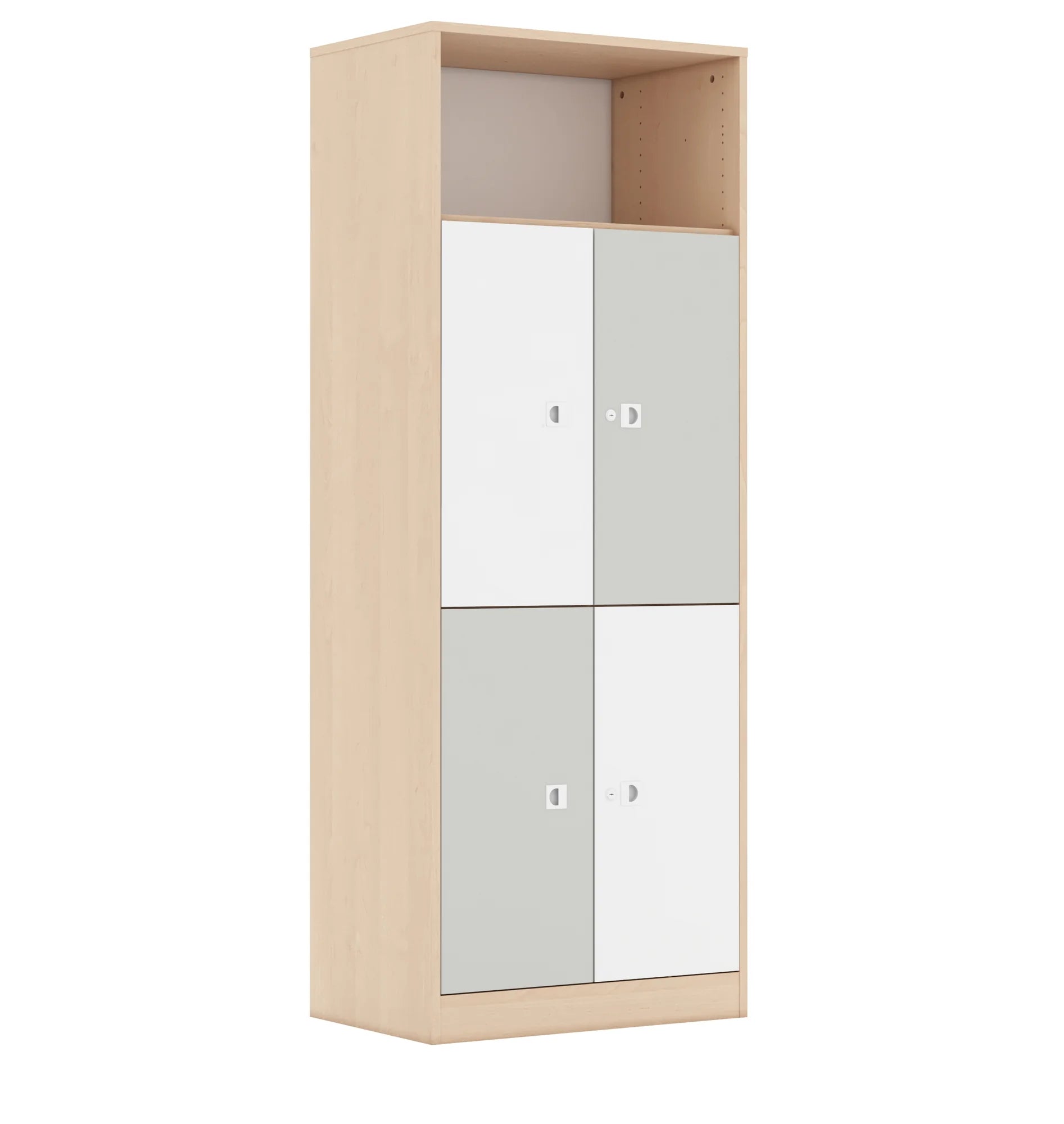 Regał BLOX 70 5P 4F2 706x466x1869 – brzoza / biały/jasny szary