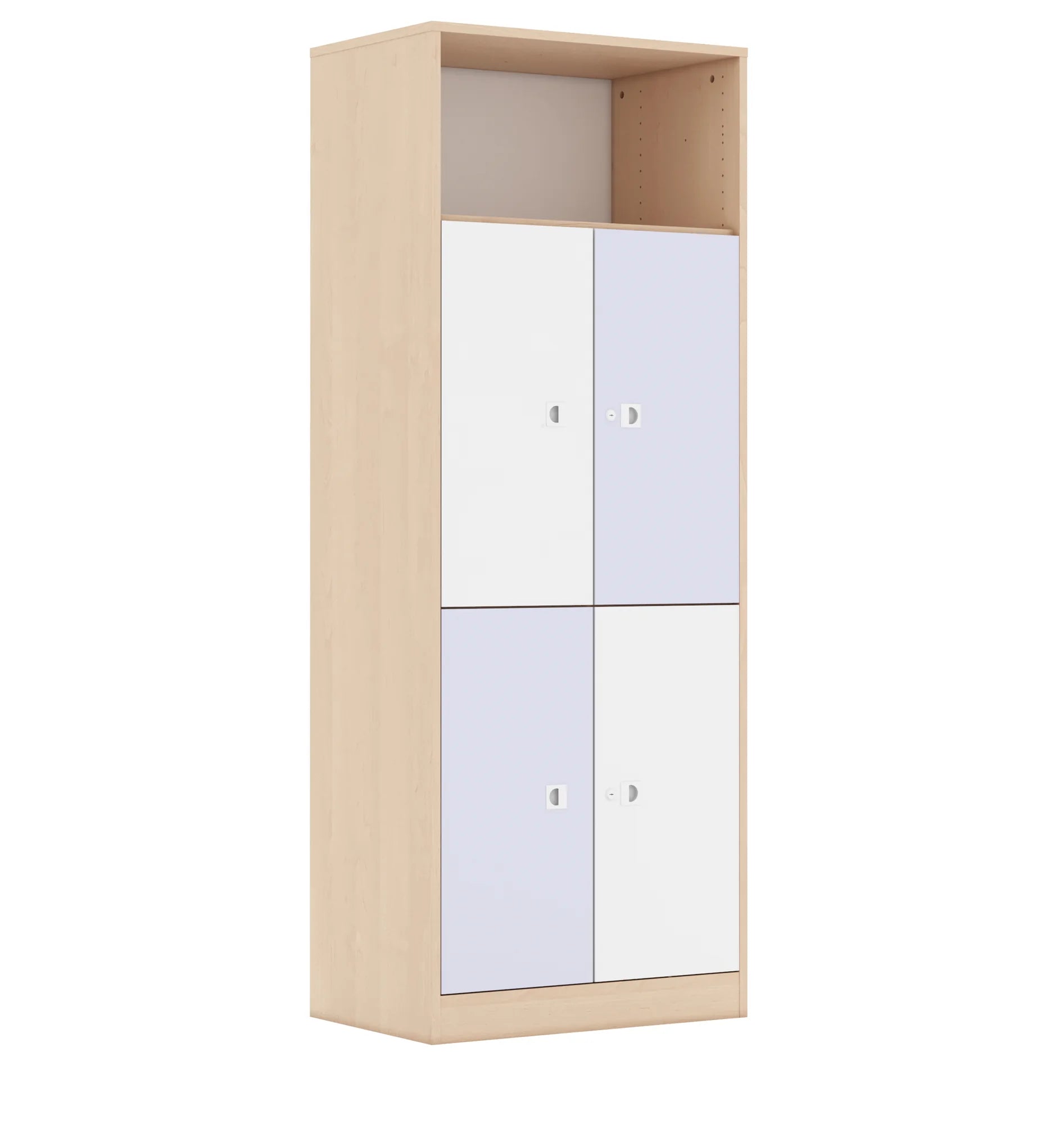 Regał BLOX 70 5P 4F2 706x466x1869 – brzoza / biały/pastelowy fioletowy