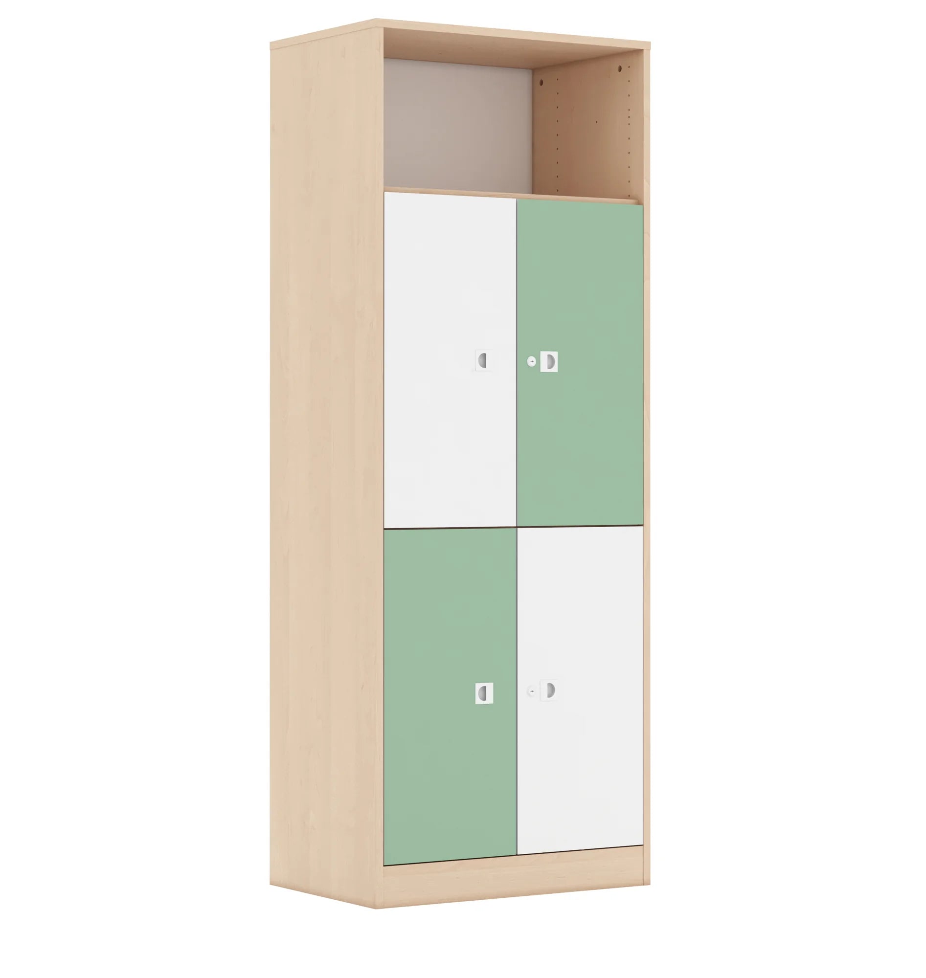 Regał BLOX 70 5P 4F2 706x466x1869 – brzoza / biały/pastelowy zielony