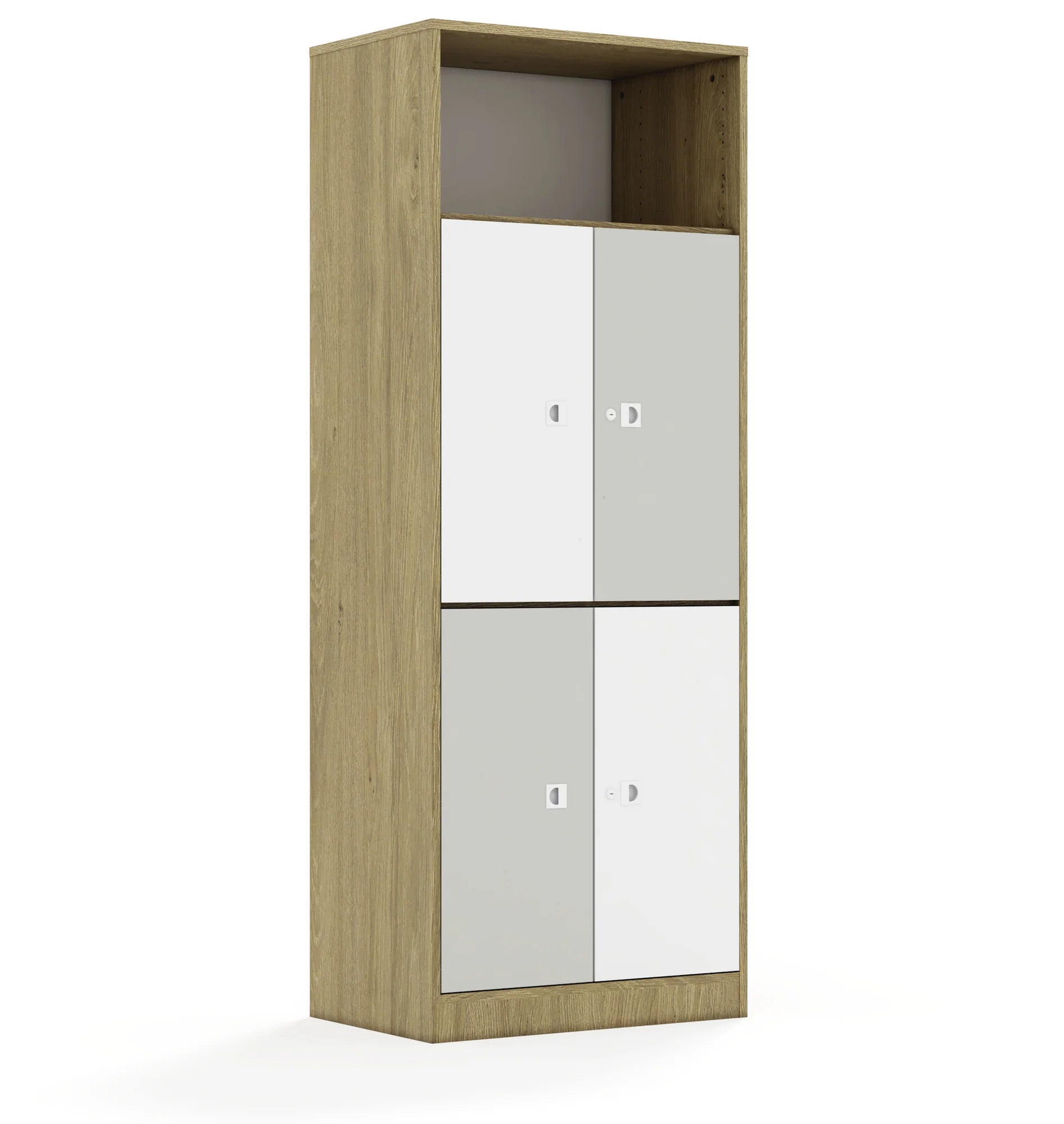 Regał BLOX 70 5P 4F2 706x466x1869 – dąb / biały/jasny szary
