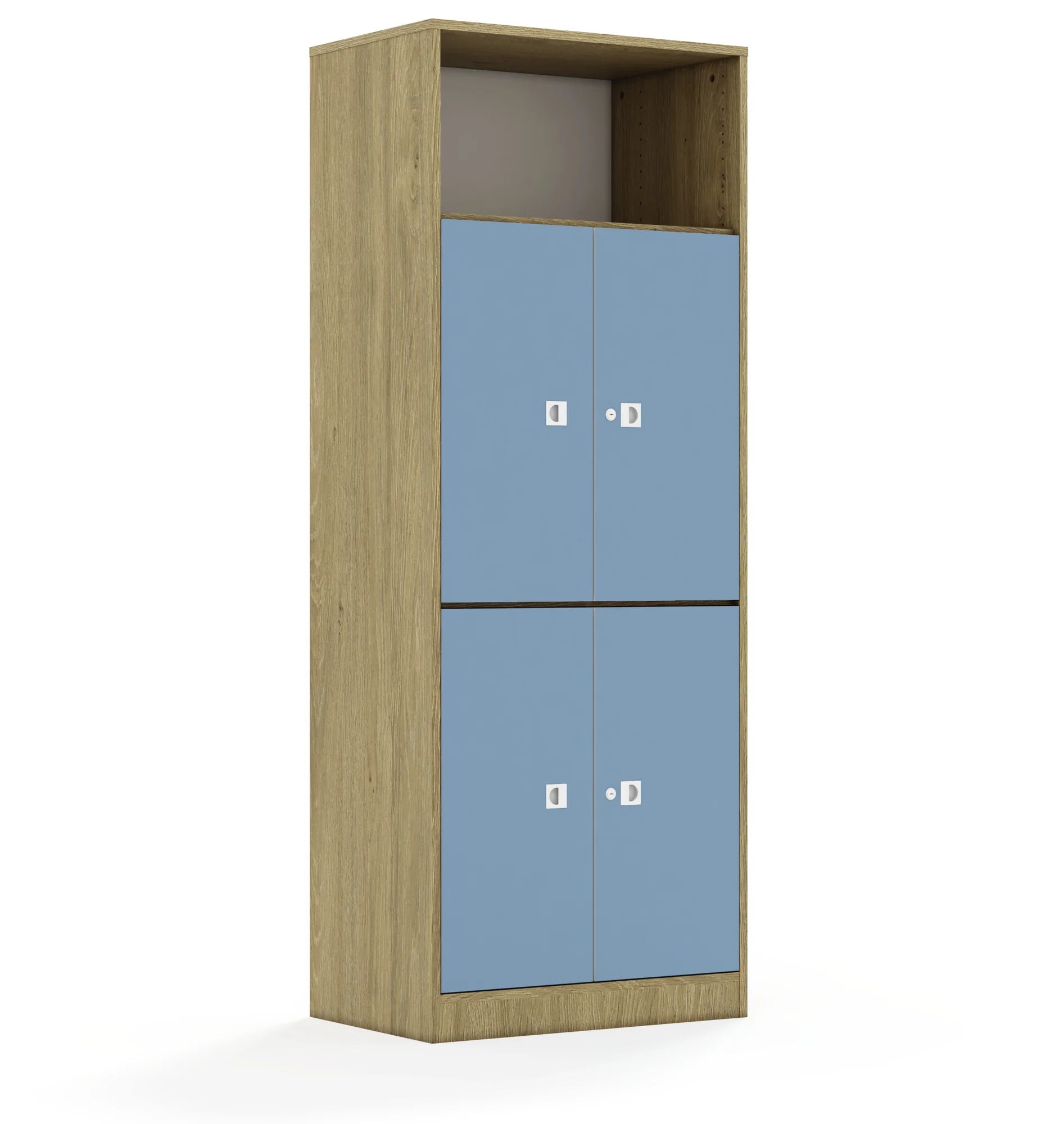 Regał BLOX 70 5P 4F2 706x466x1869 – dąb / pastelowy niebieski