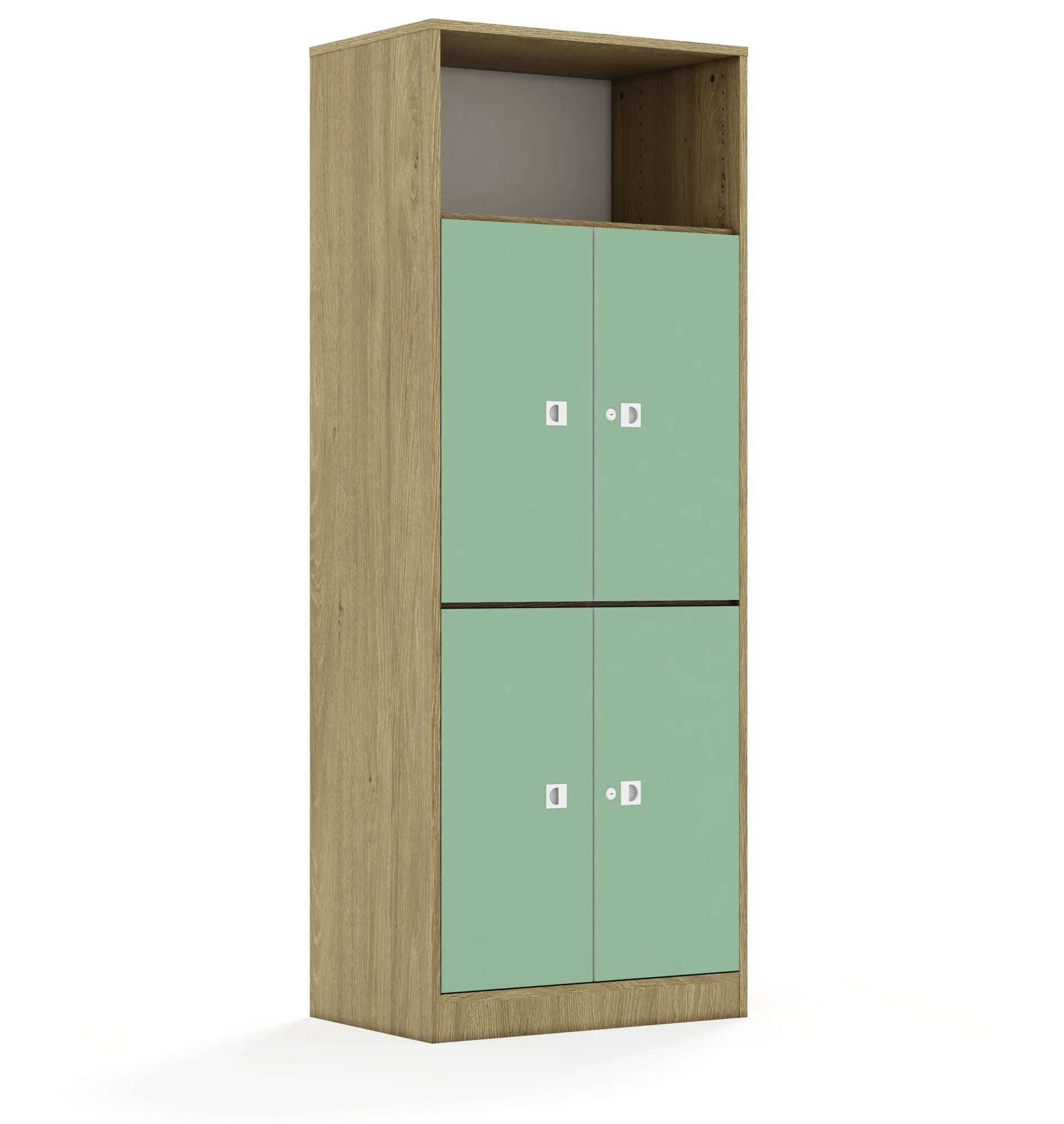 Regał BLOX 70 5P 4F2 706x466x1869 – dąb / pastelowy zielony