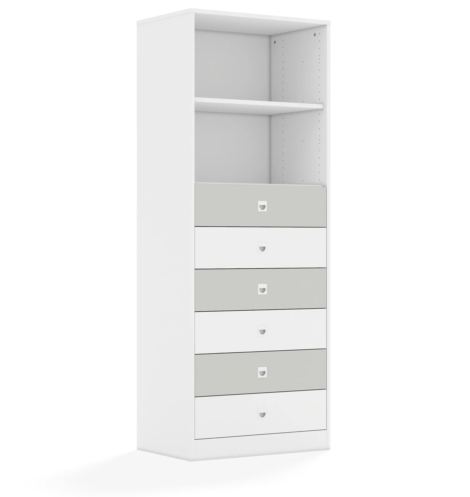 Regał BLOX 70 5P 6S 706x466x1869 – biały / biały/jasny szary