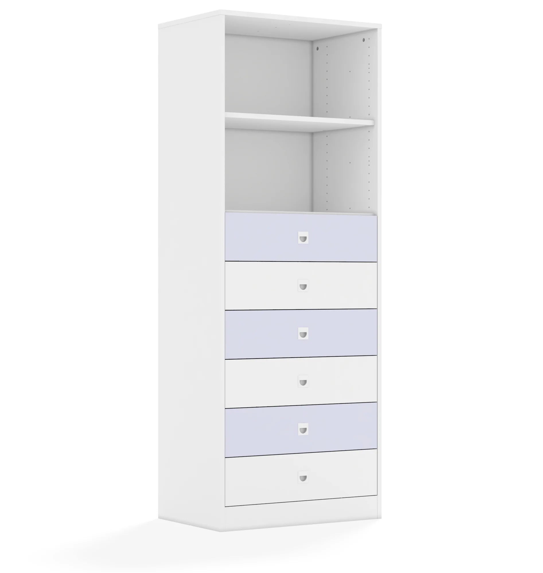 Regał BLOX 70 5P 6S 706x466x1869 – biały / biały/pastelowy fioletowy