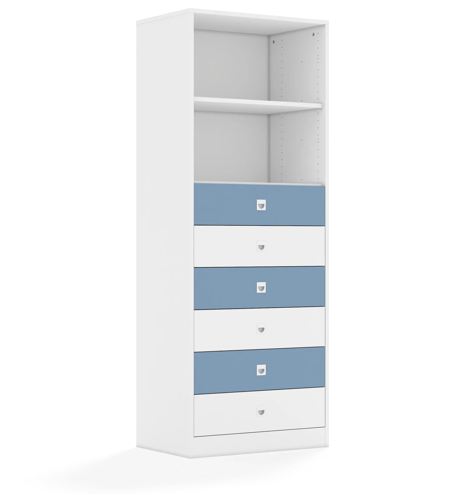 Regał BLOX 70 5P 6S 706x466x1869 – biały / biały/pastelowy niebieski