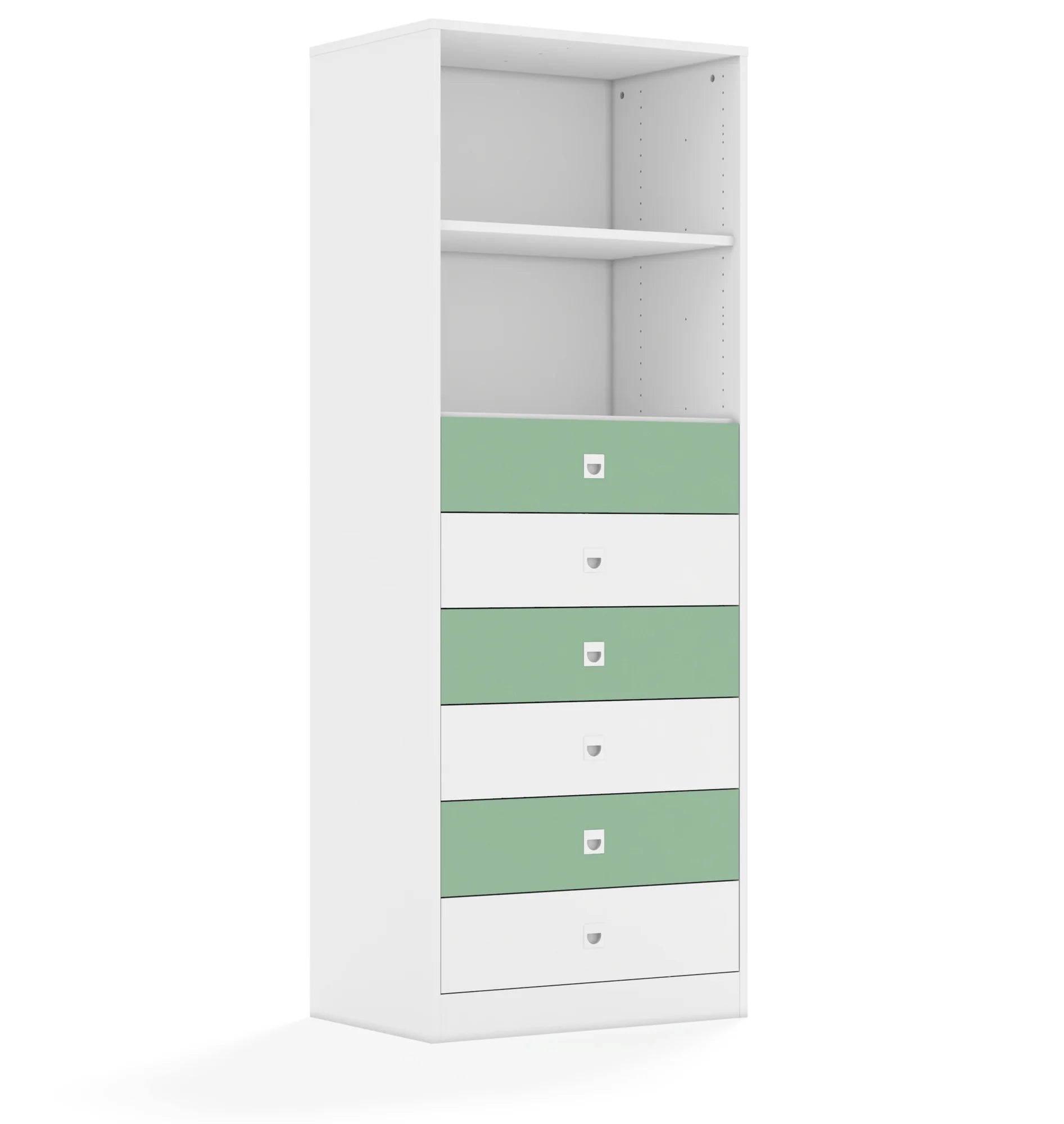 Regał BLOX 70 5P 6S 706x466x1869 – biały / biały/pastelowy zielony