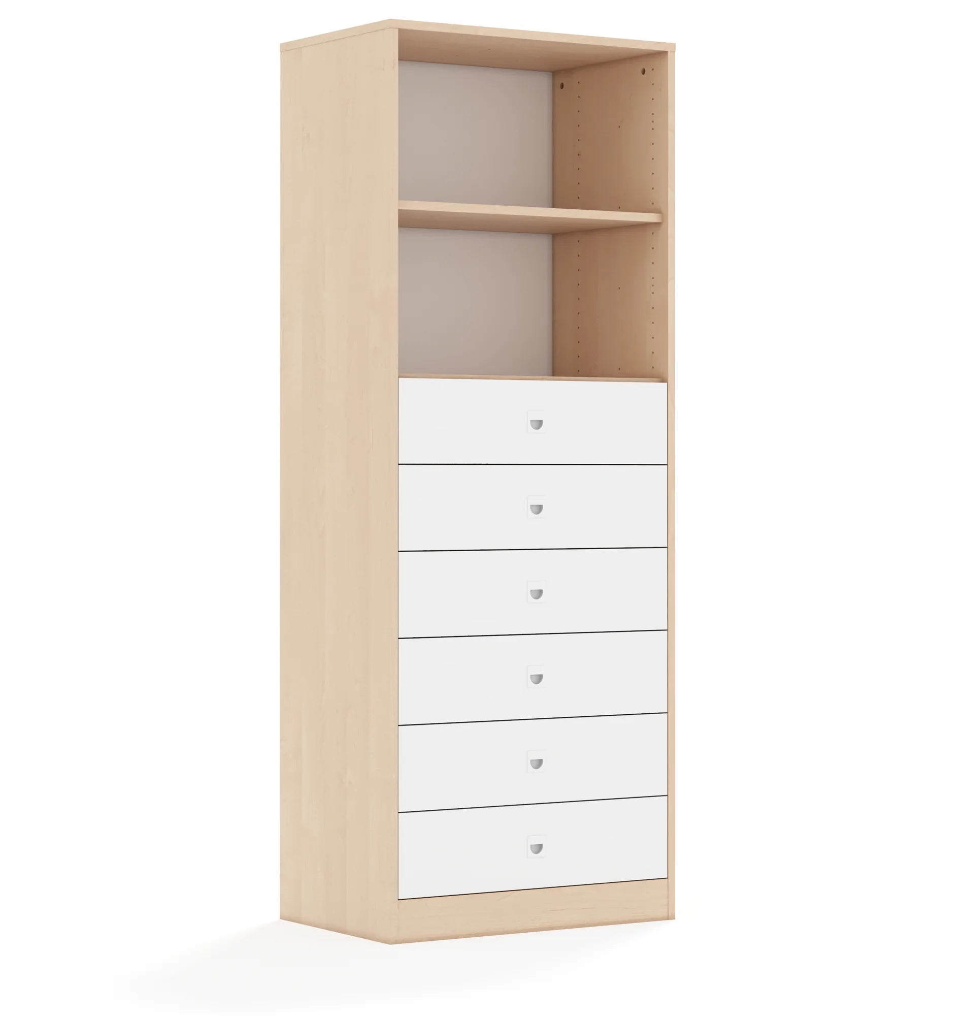 Regał BLOX 70 5P 6S 706x466x1869 – brzoza / biały