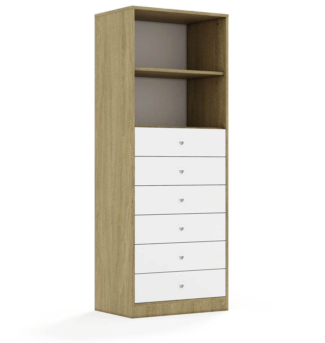 Regał BLOX 70 5P 6S 706x466x1869 – dąb / biały