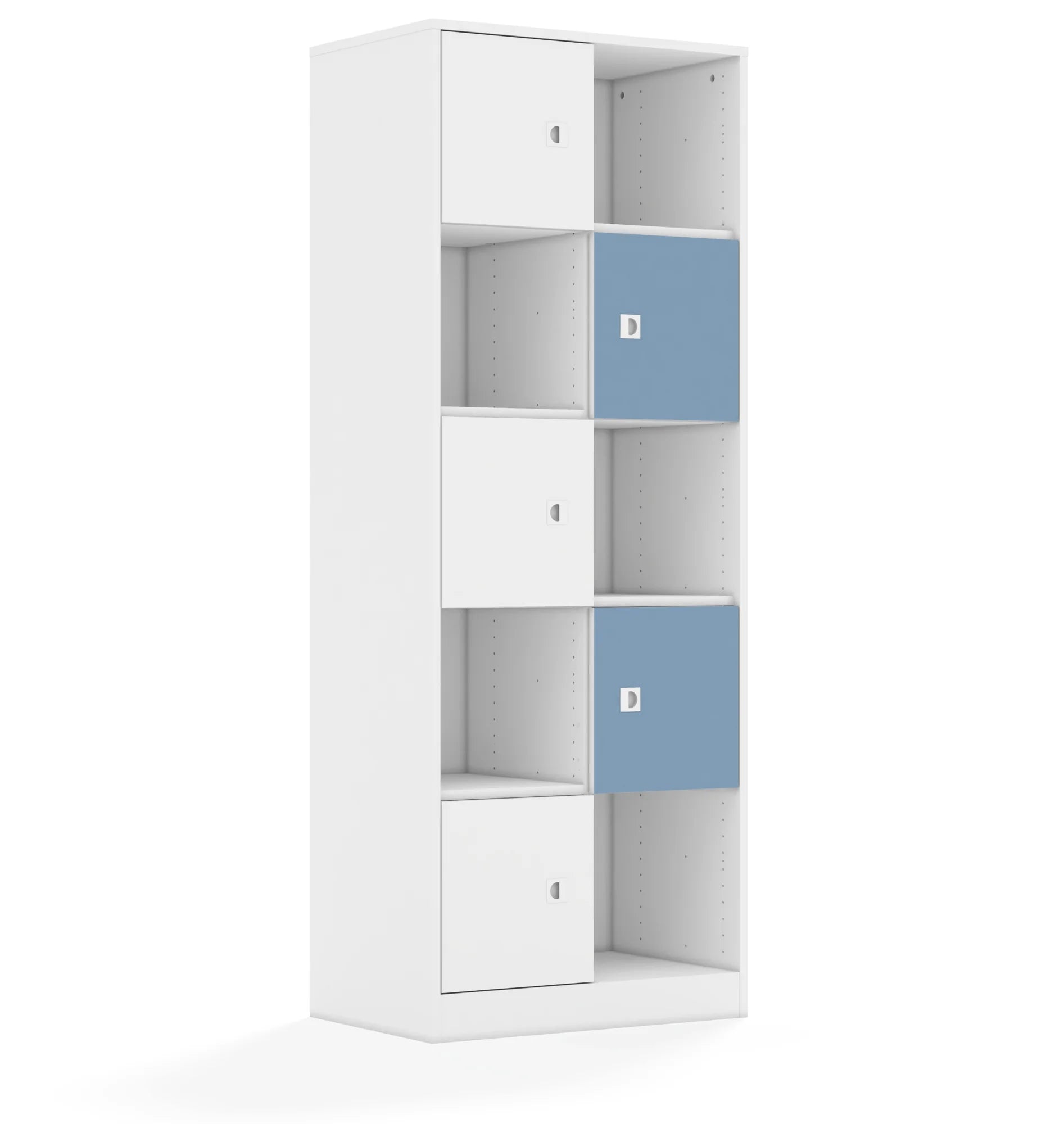 Regał BLOX 70 5PP 5F1 706x466x1869 – biały / biały/pastelowy niebieski
