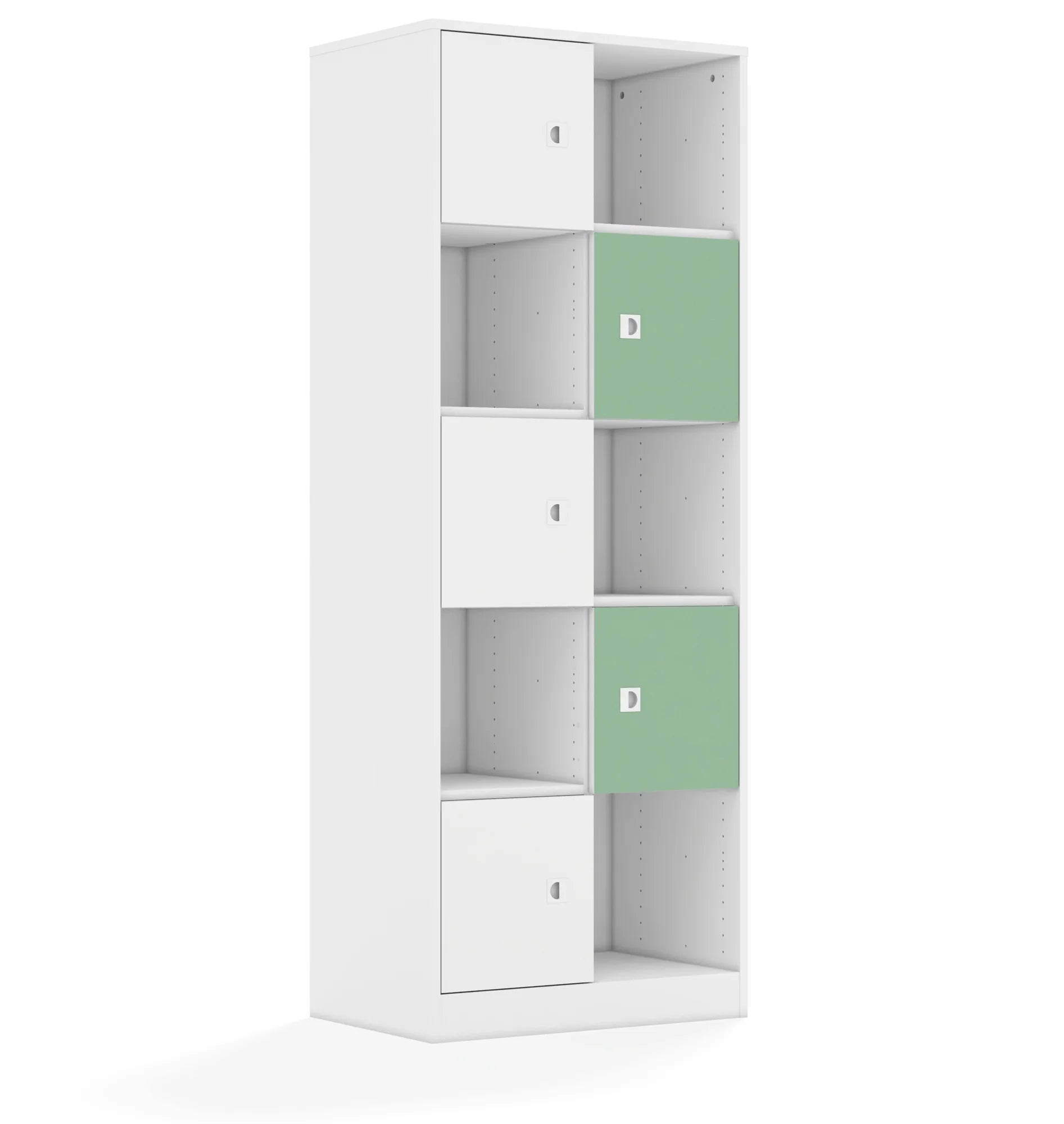 Regał BLOX 70 5PP 5F1 706x466x1869 – biały / biały/pastelowy zielony