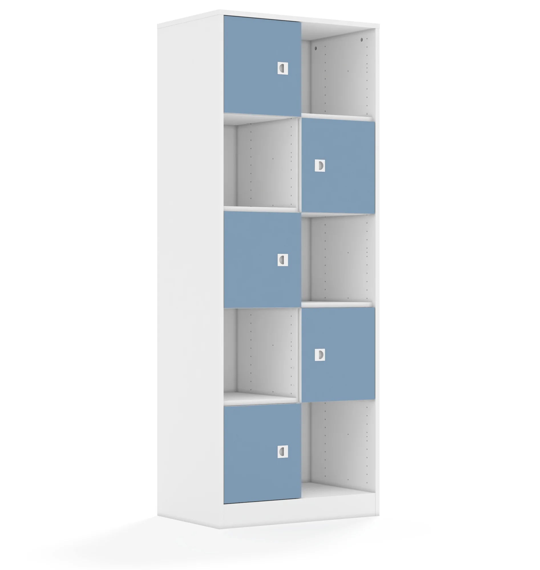 Regał BLOX 70 5PP 5F1 706x466x1869 – biały / pastelowy niebieski