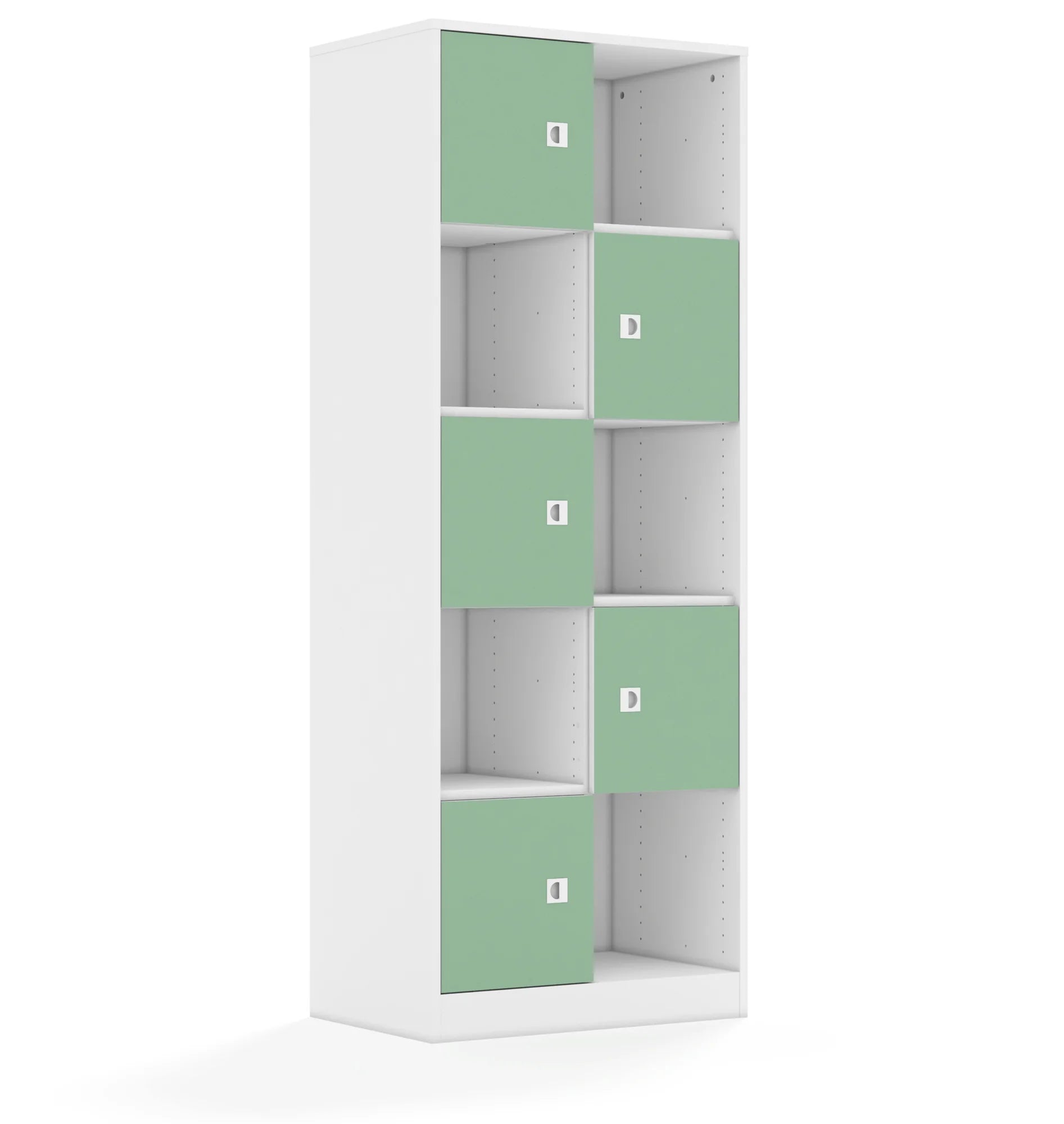 Regał BLOX 70 5PP 5F1 706x466x1869 – biały / pastelowy zielony