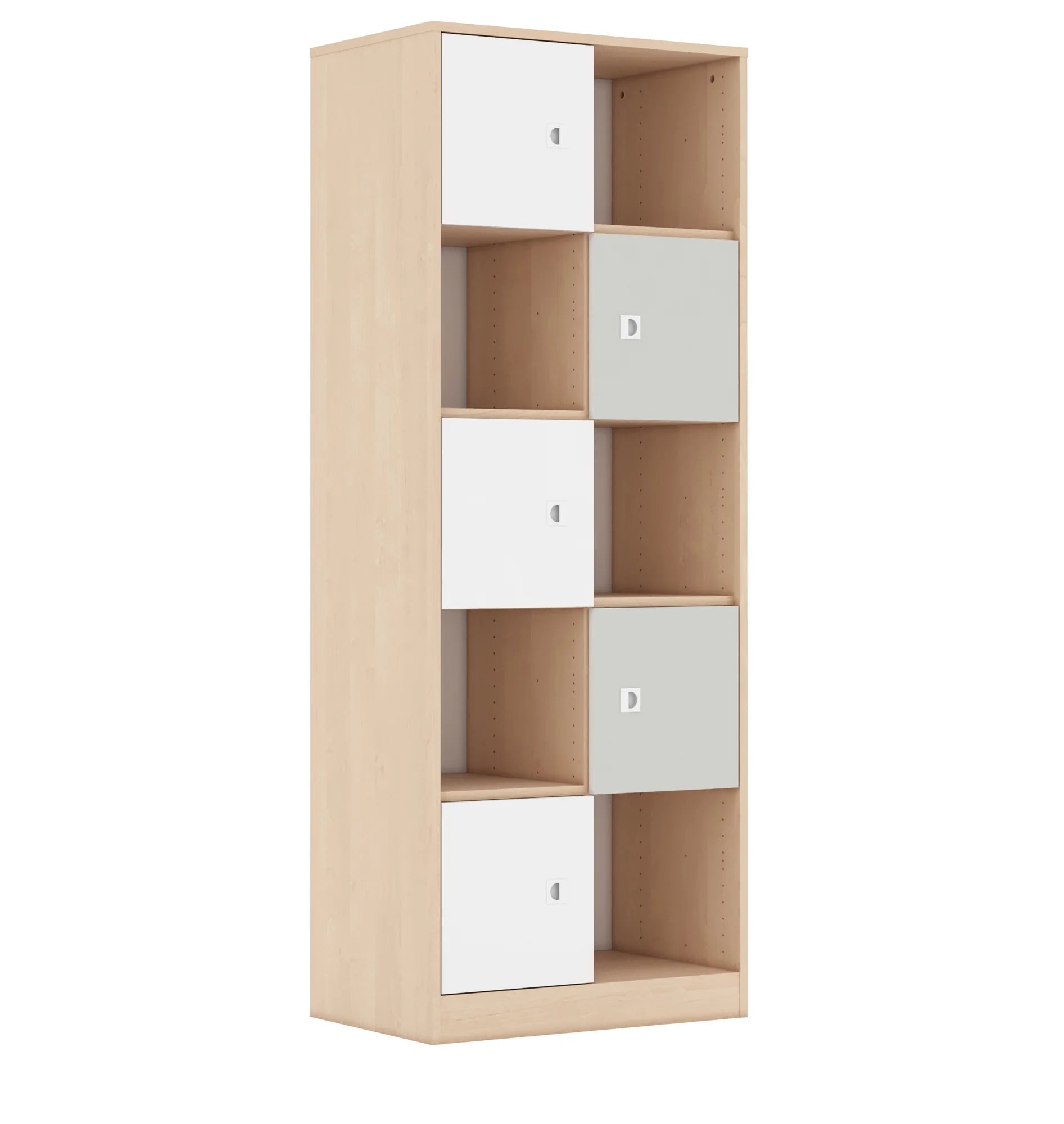 Regał BLOX 70 5PP 5F1 706x466x1869 – brzoza / biały/jasny szary
