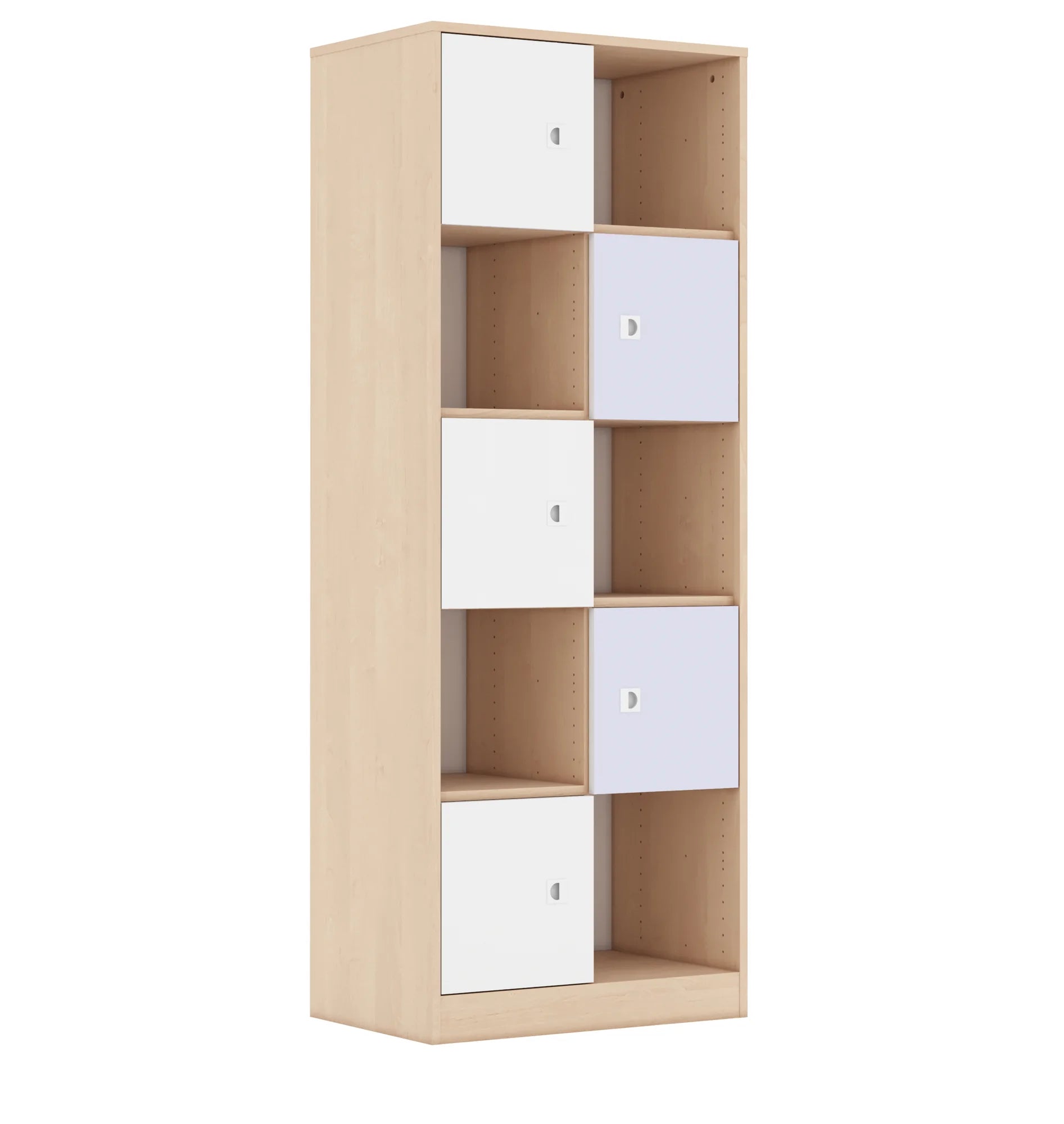Regał BLOX 70 5PP 5F1 706x466x1869 – brzoza / biały/pastelowy fioletowy