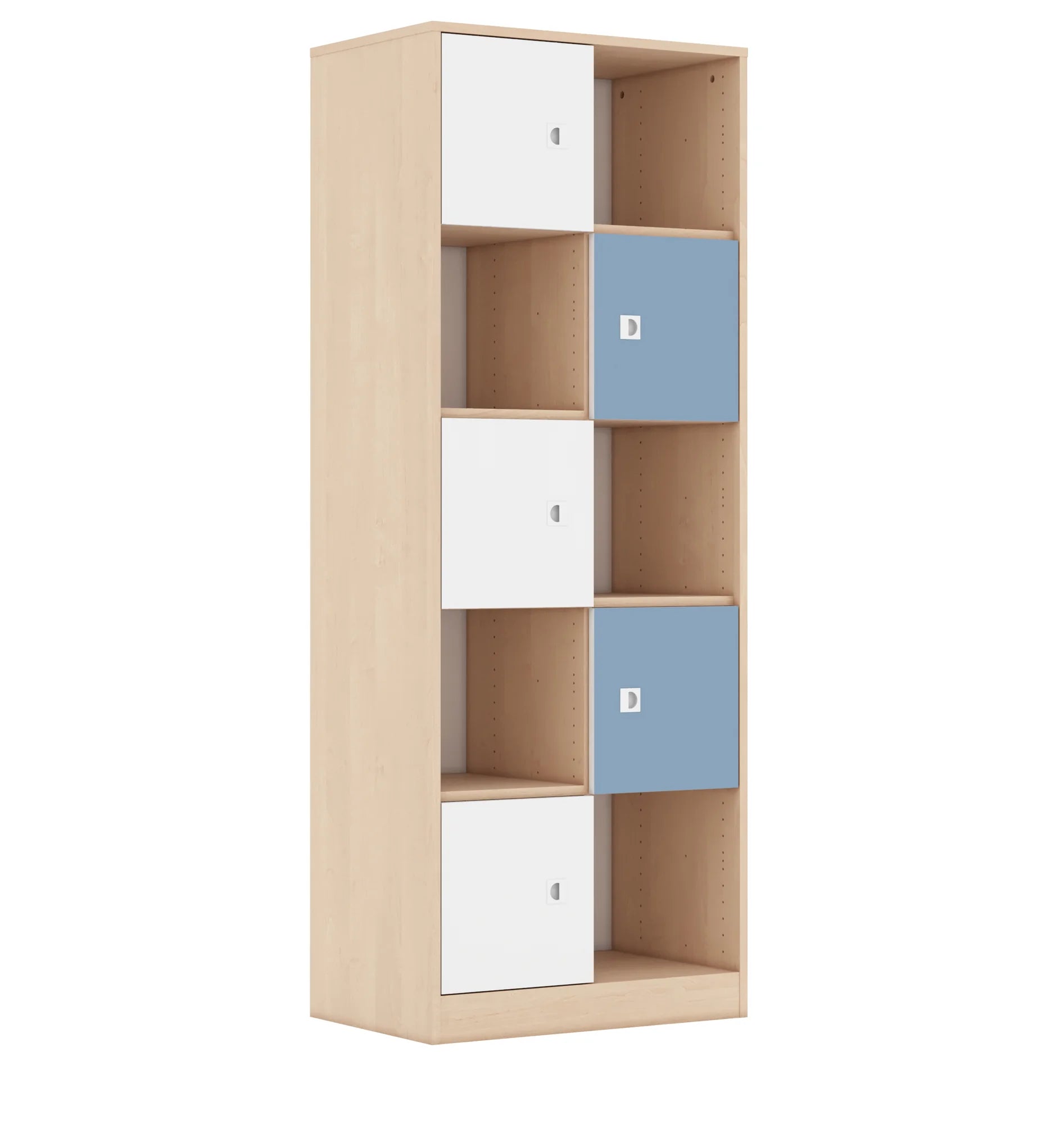 Regał BLOX 70 5PP 5F1 706x466x1869 – brzoza / biały/pastelowy niebieski
