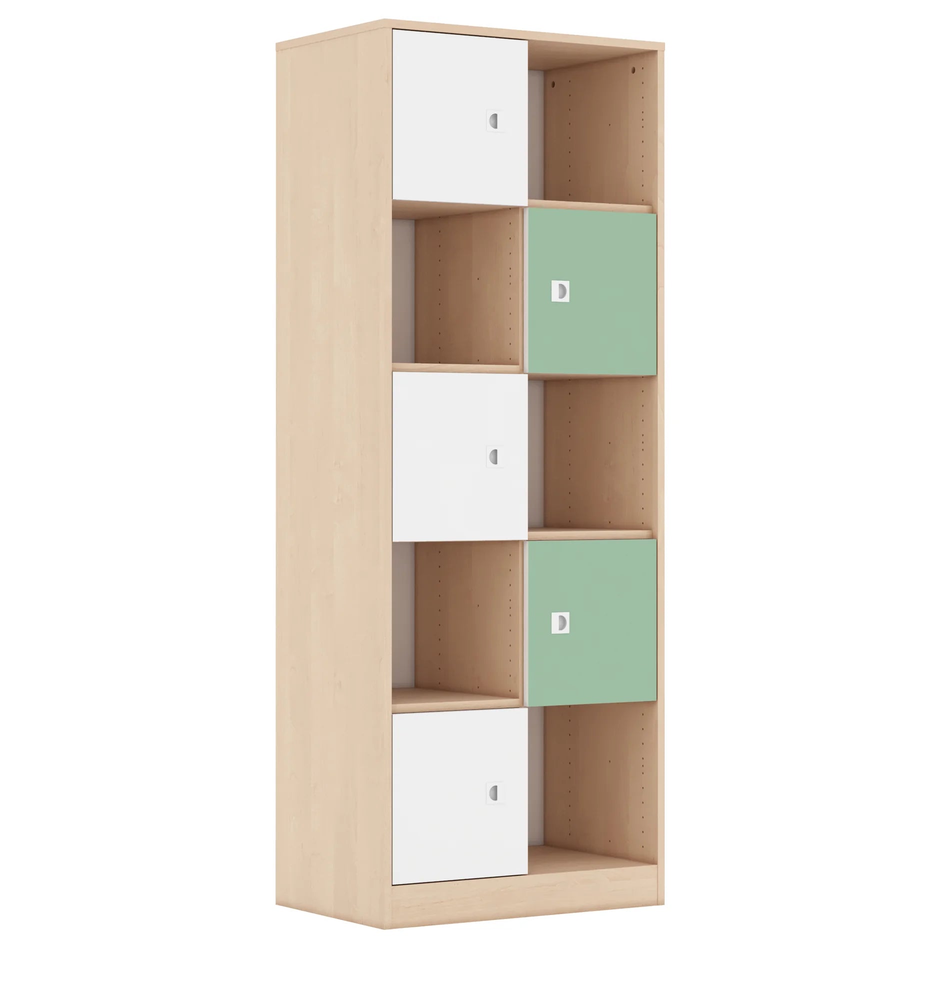 Regał BLOX 70 5PP 5F1 706x466x1869 – brzoza / biały/pastelowy zielony