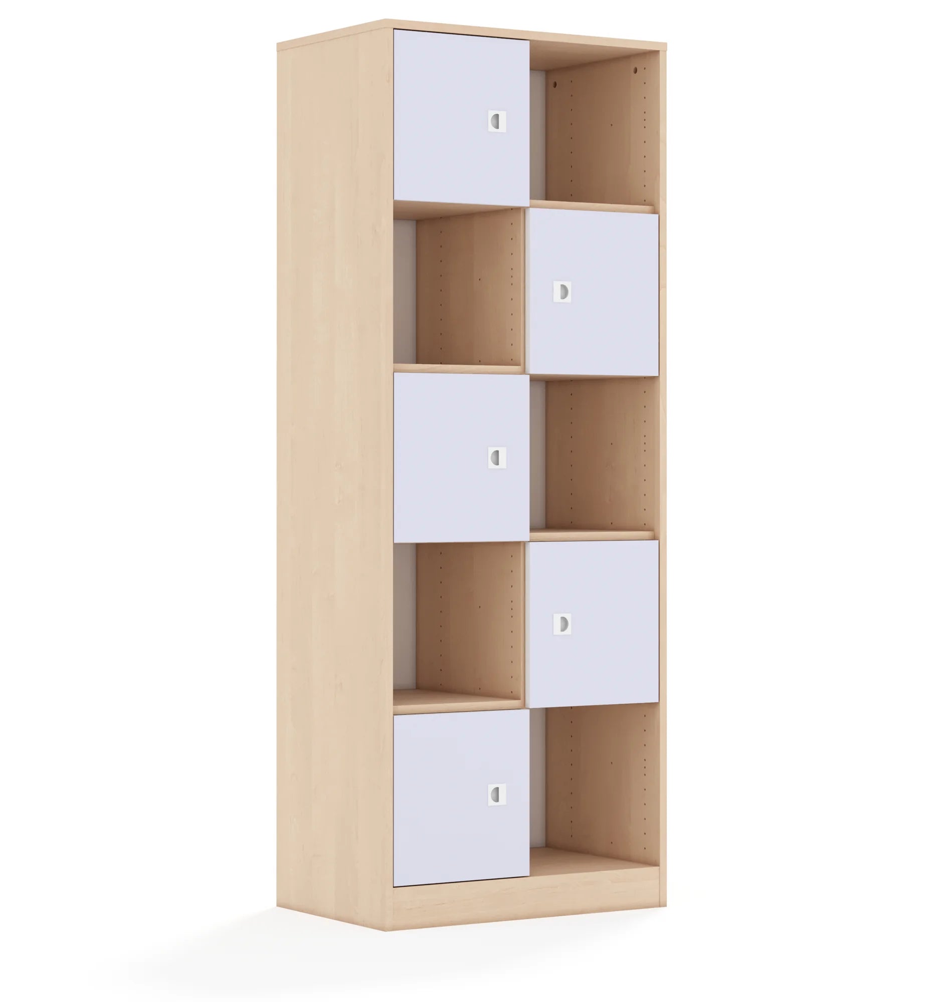 Regał BLOX 70 5PP 5F1 706x466x1869 – brzoza / pastelowy fioletowy