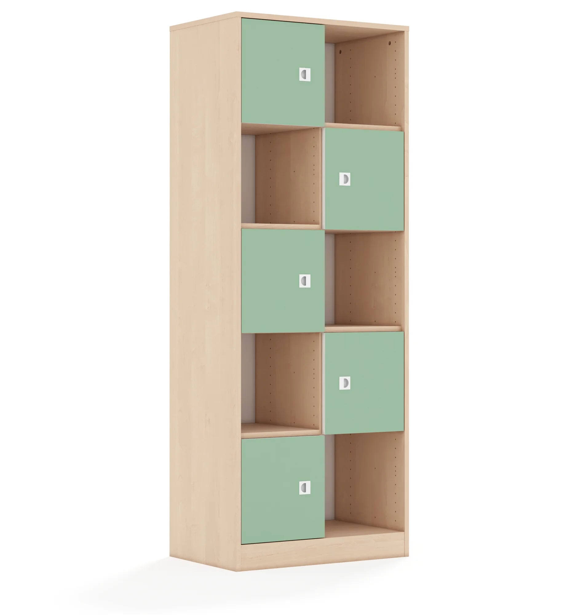Regał BLOX 70 5PP 5F1 706x466x1869 – brzoza / pastelowy zielony
