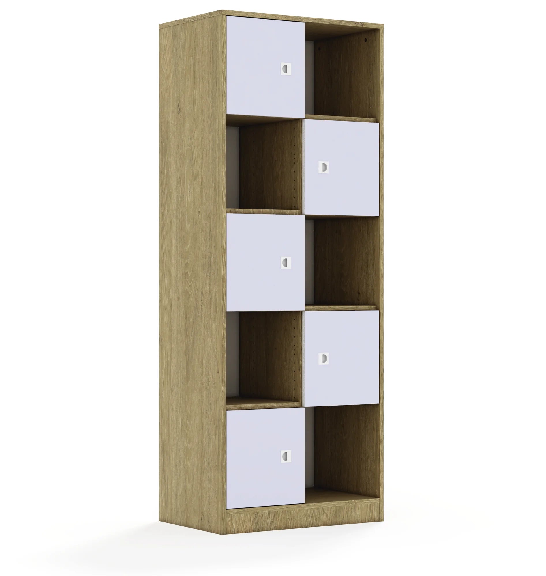 Regał BLOX 70 5PP 5F1 706x466x1869 – dąb / pastelowy fioletowy