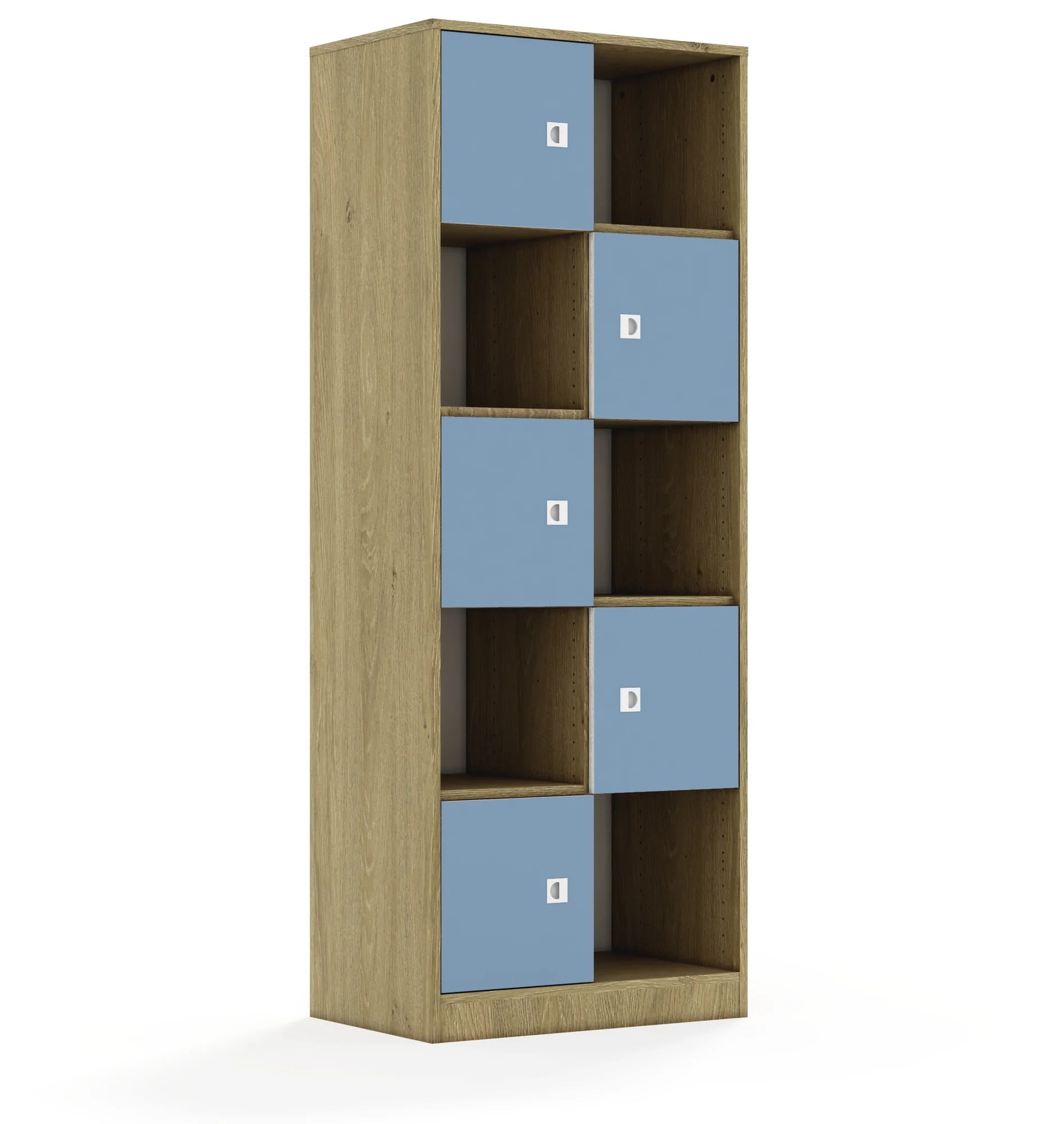 Regał BLOX 70 5PP 5F1 706x466x1869 – dąb / pastelowy niebieski