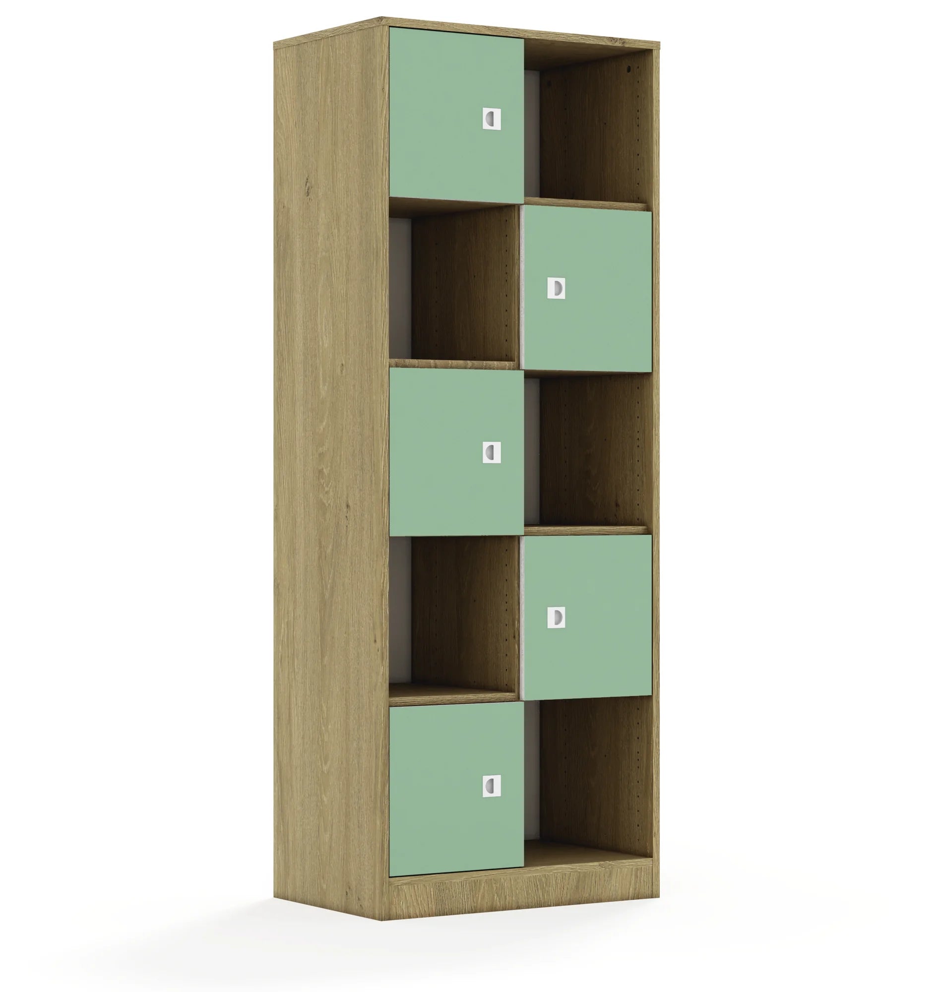 Regał BLOX 70 5PP 5F1 706x466x1869 – dąb / pastelowy zielony