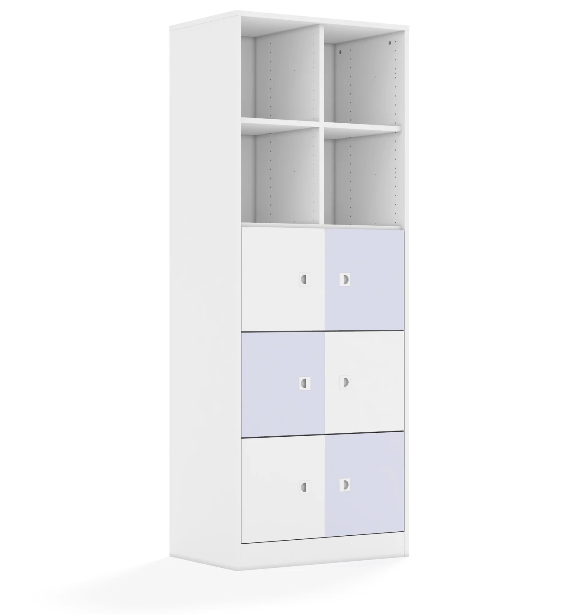 Regał BLOX 70 5PP 6F1 706x466x1869 – biały / biały/pastelowy fioletowy