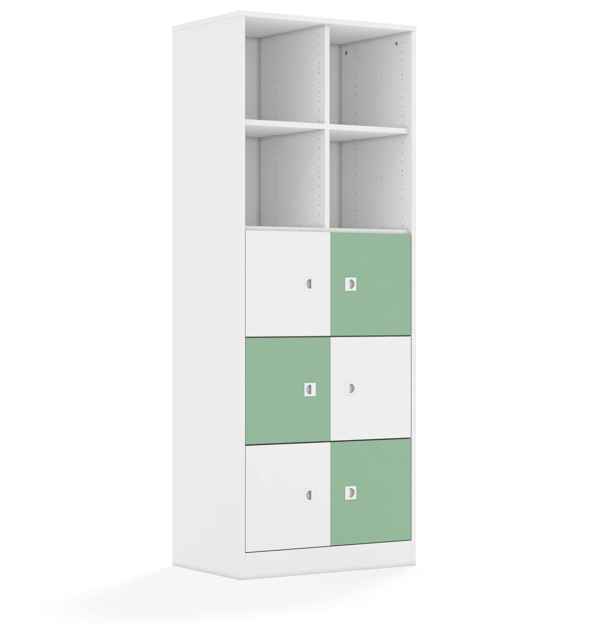Regał BLOX 70 5PP 6F1 706x466x1869 – biały / biały/pastelowy zielony