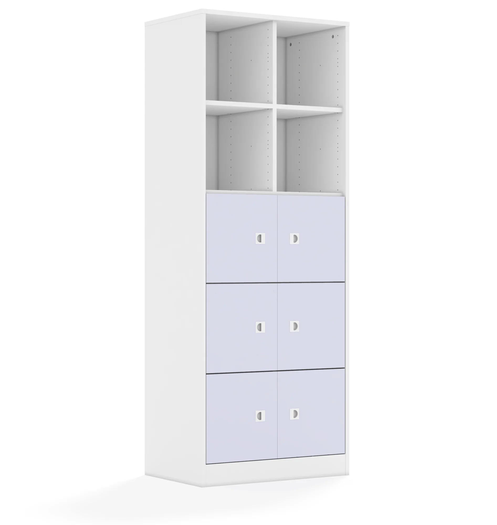 Regał BLOX 70 5PP 6F1 706x466x1869 – biały / pastelowy fioletowy