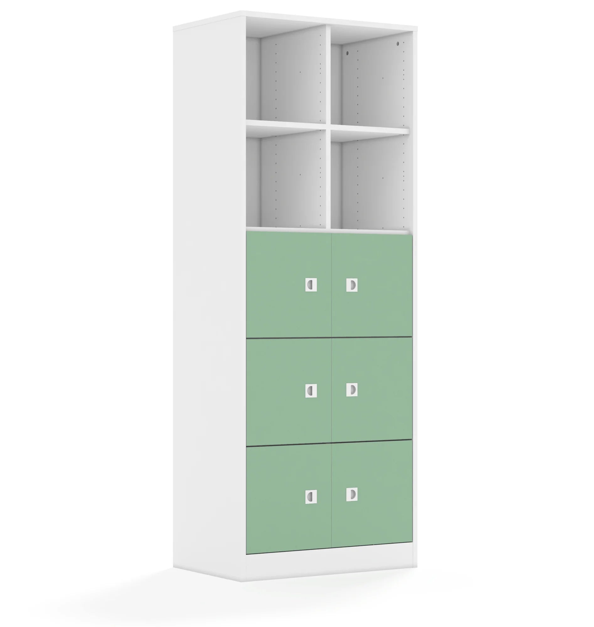 Regał BLOX 70 5PP 6F1 706x466x1869 – biały / pastelowy zielony