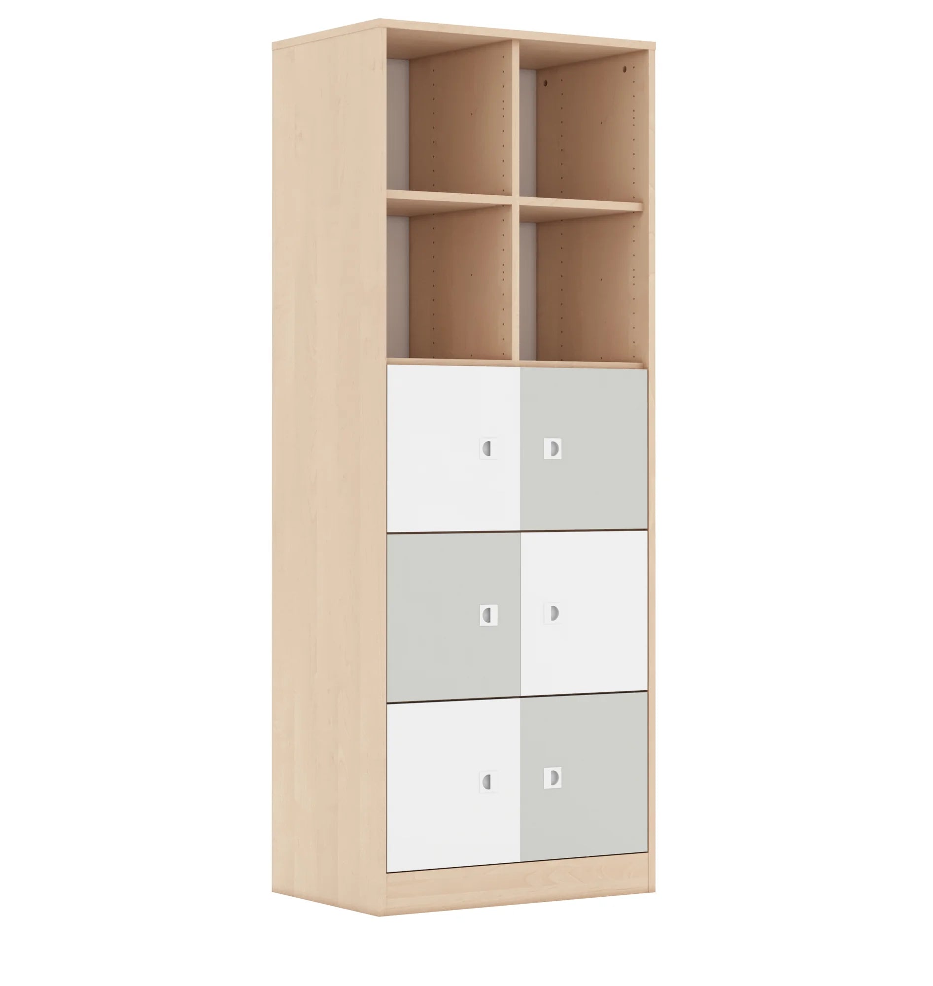 Regał BLOX 70 5PP 6F1 706x466x1869 – brzoza / biały/jasny szary