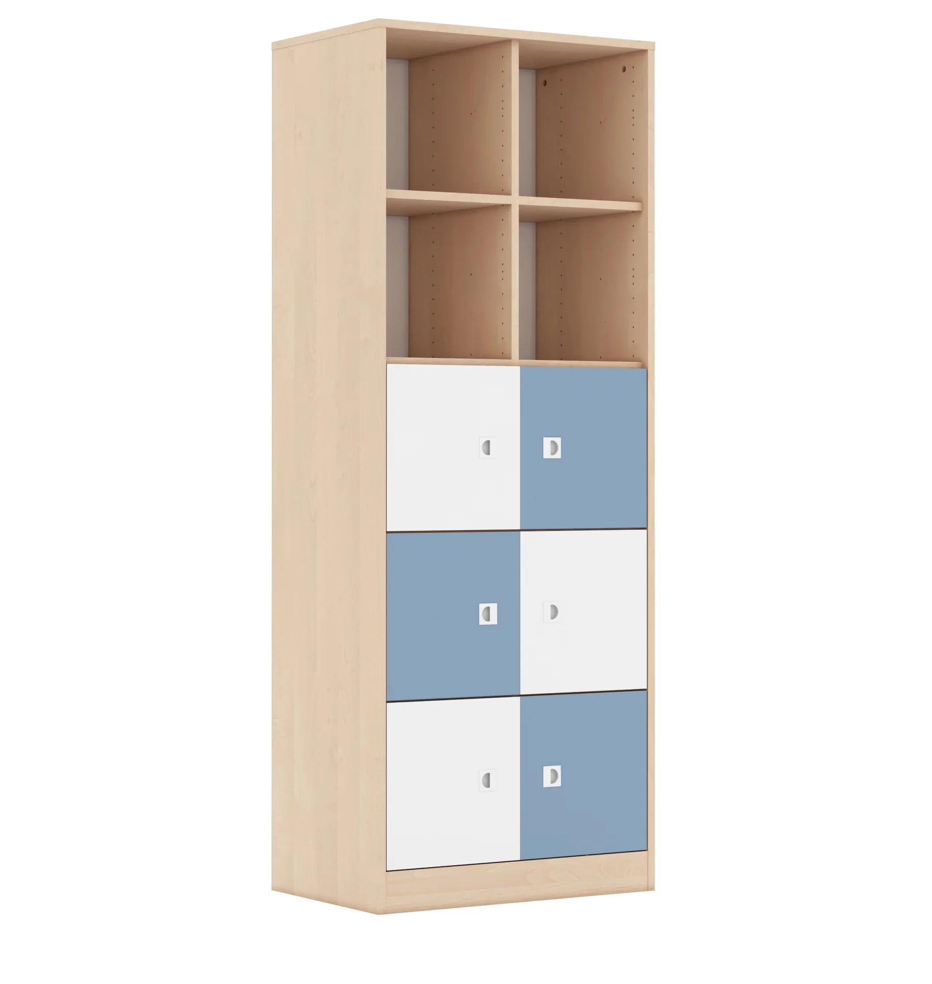 Regał BLOX 70 5PP 6F1 706x466x1869 – brzoza / biały/pastelowy niebieski