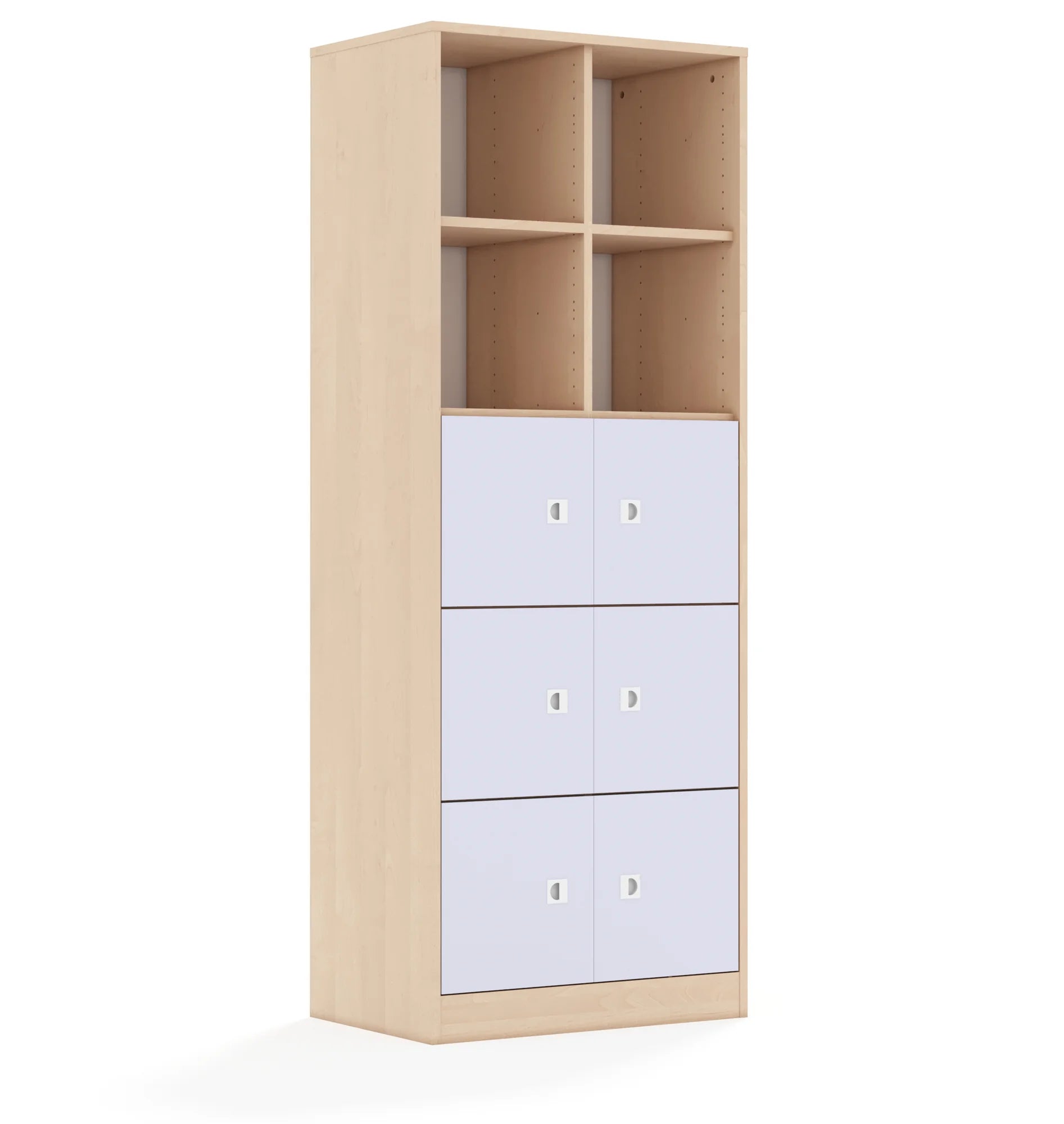 Regał BLOX 70 5PP 6F1 706x466x1869 – brzoza / pastelowy fioletowy
