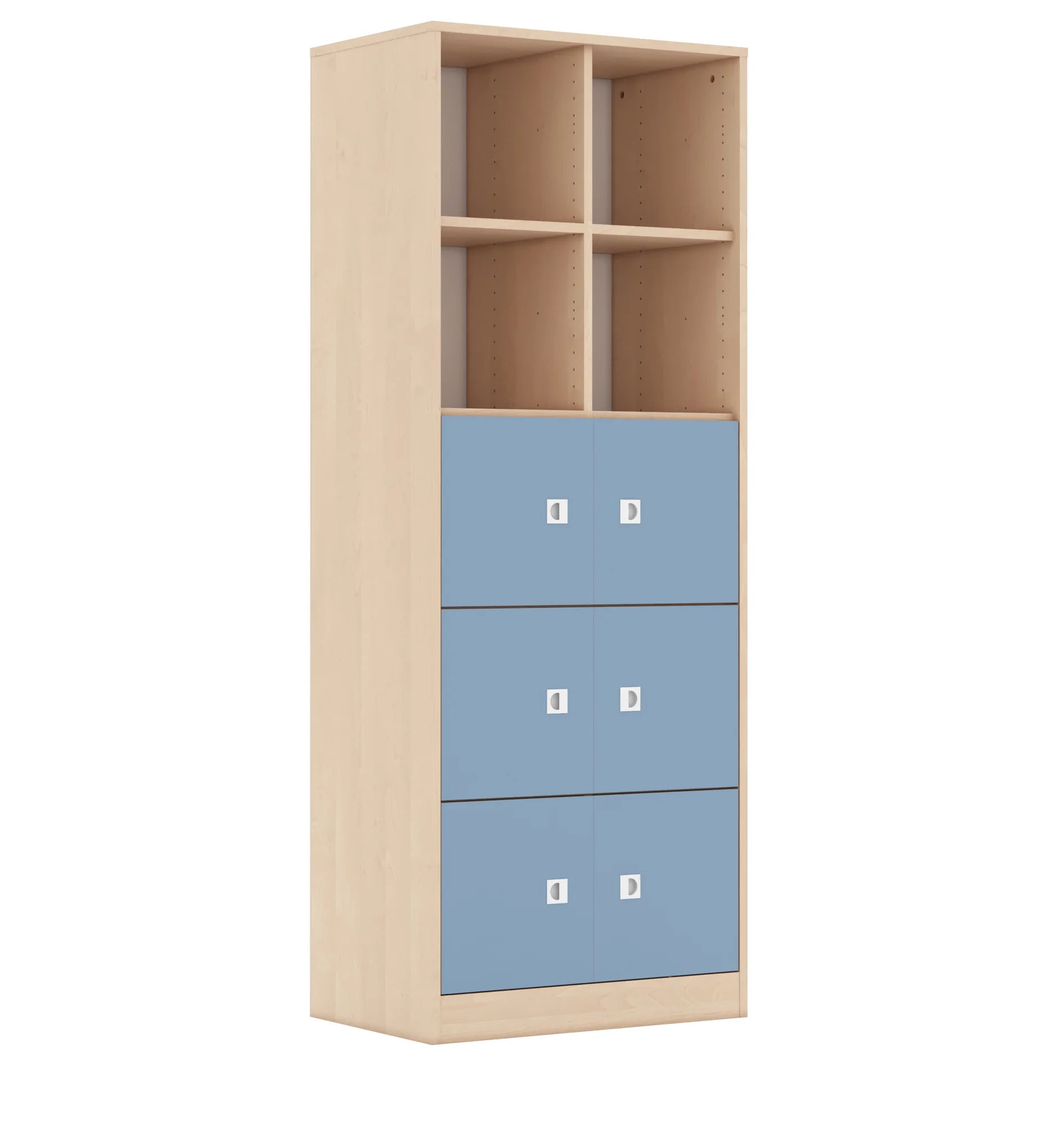 Regał BLOX 70 5PP 6F1 706x466x1869 – brzoza / pastelowy niebieski