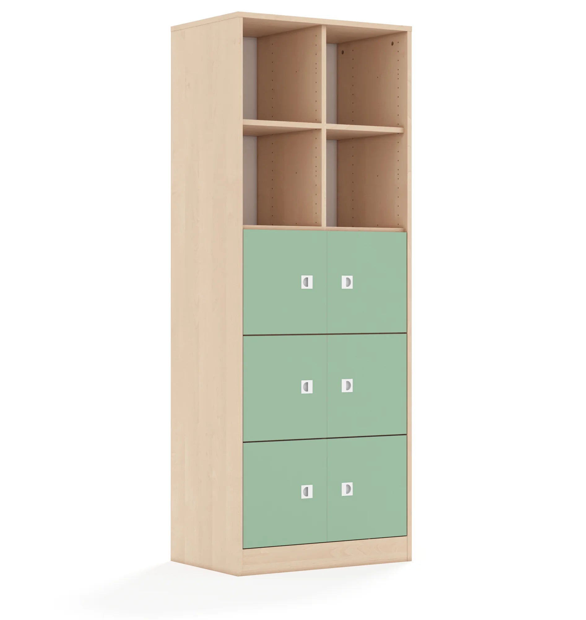 Regał BLOX 70 5PP 6F1 706x466x1869 – brzoza / pastelowy zielony