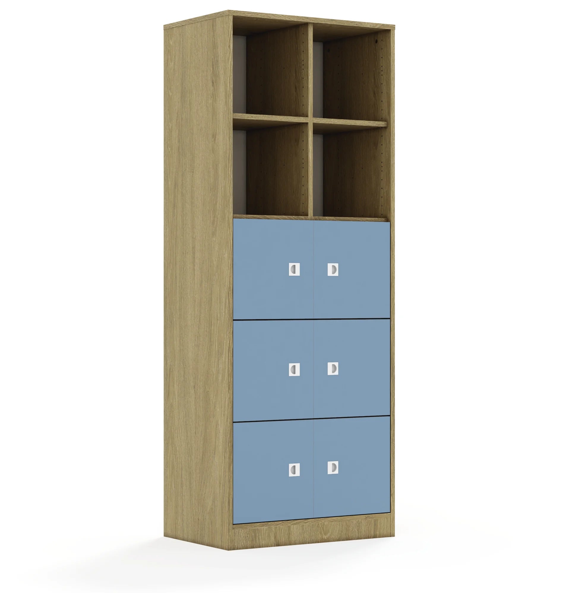 Regał BLOX 70 5PP 6F1 706x466x1869 – dąb / pastelowy niebieski