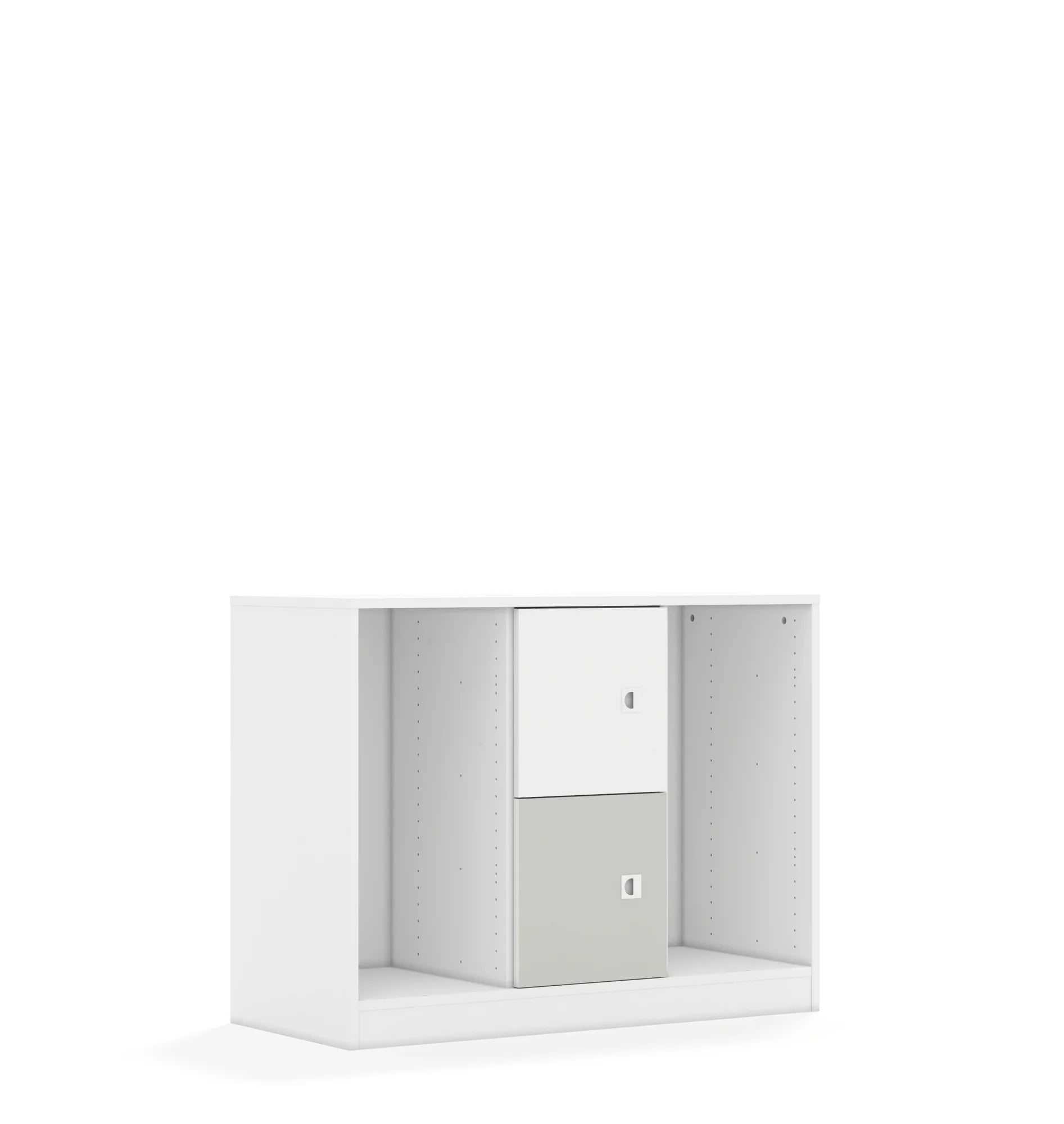 Regał na pojemniki BLOX 110 2PG 2F1 1049x466x813 – biały / biały/jasny szary