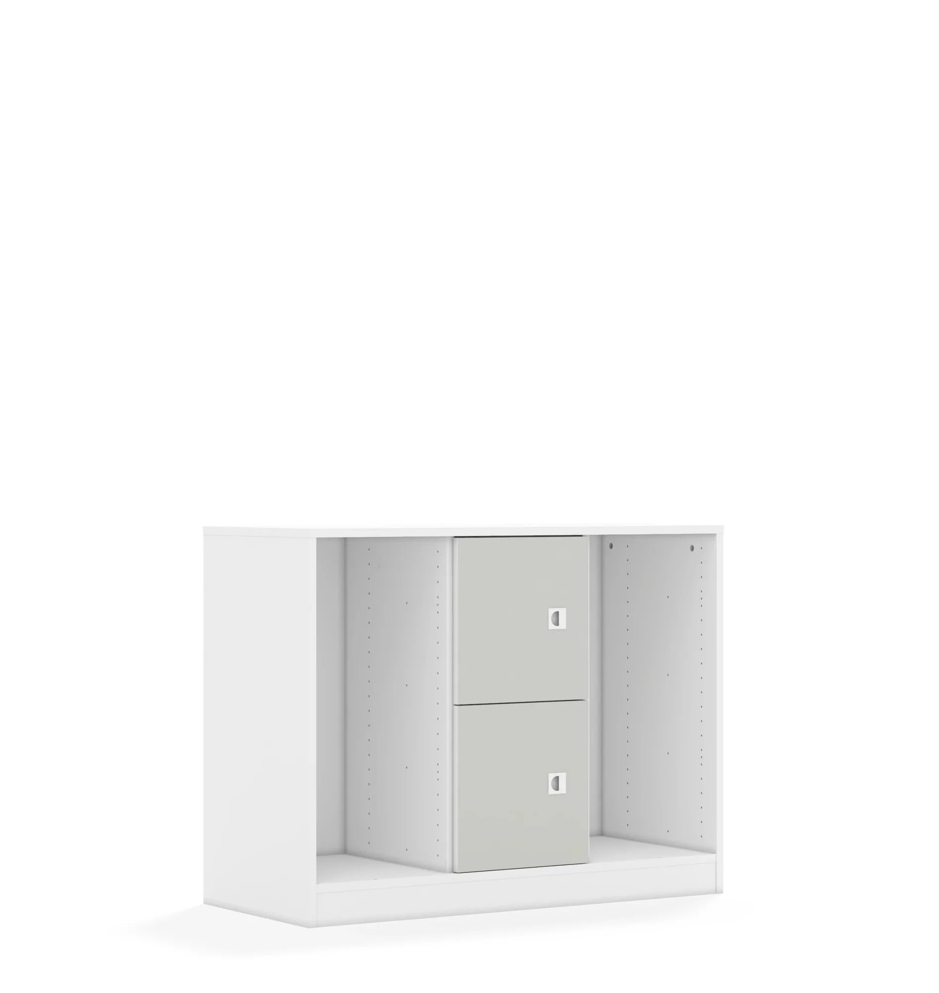 Regał na pojemniki BLOX 110 2PG 2F1 1049x466x813 – biały / jasny szary