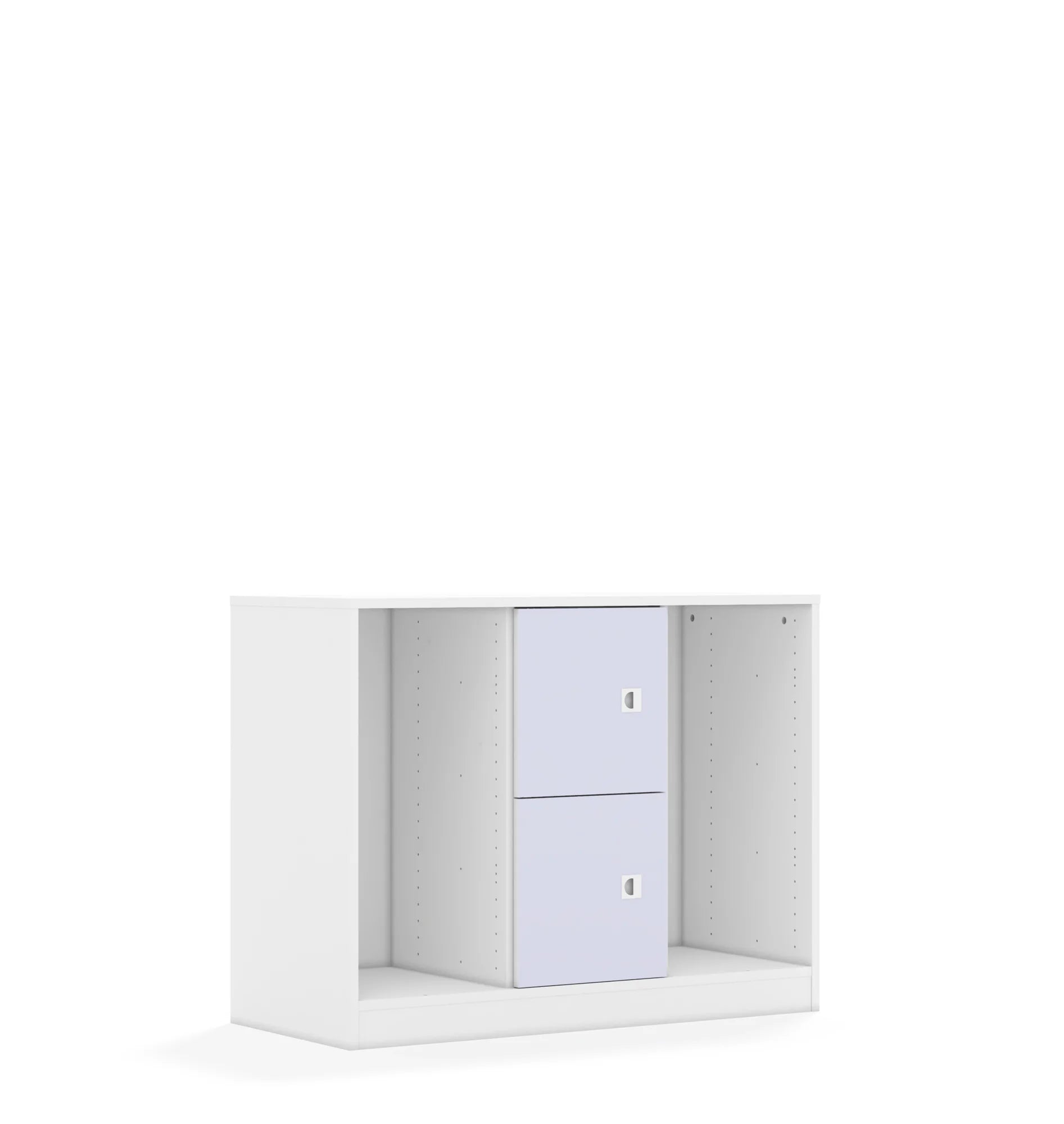 Regał na pojemniki BLOX 110 2PG 2F1 1049x466x813 – biały / pastelowy fioletowy