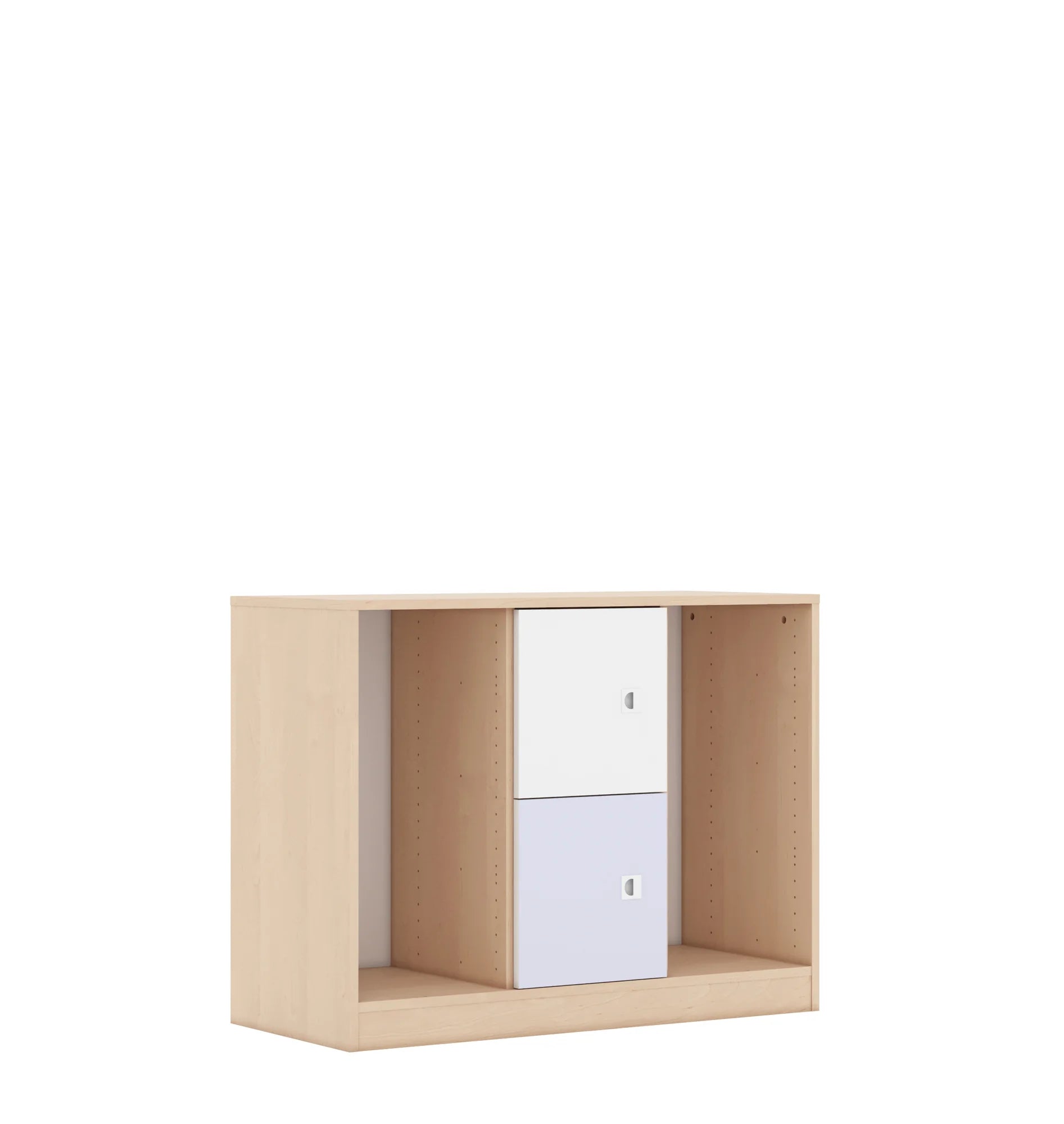 Regał na pojemniki BLOX 110 2PG 2F1 1049x466x813 – brzoza / biały/pastelowy fioletowy