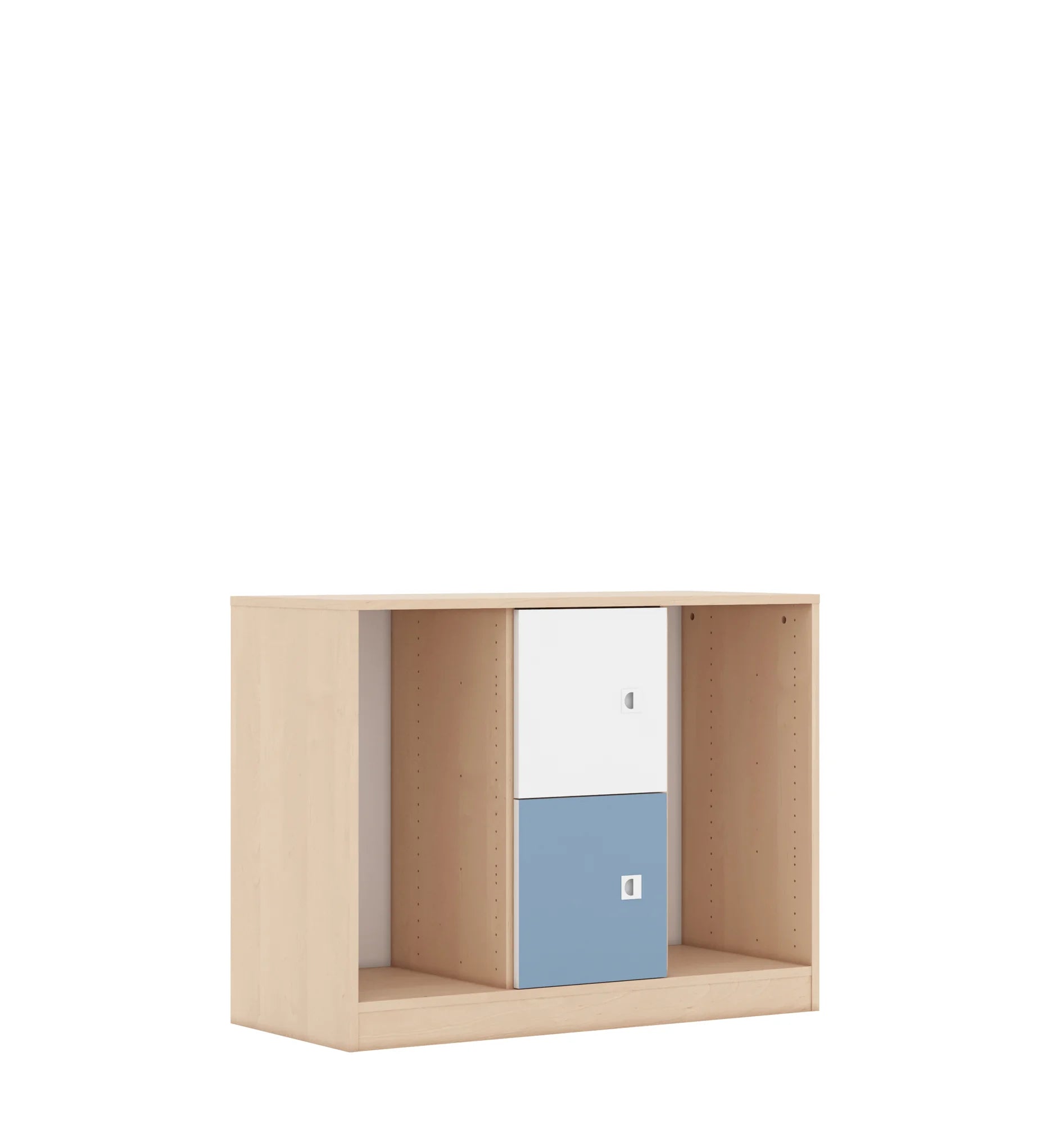 Regał na pojemniki BLOX 110 2PG 2F1 1049x466x813 – brzoza / biały/pastelowy niebieski