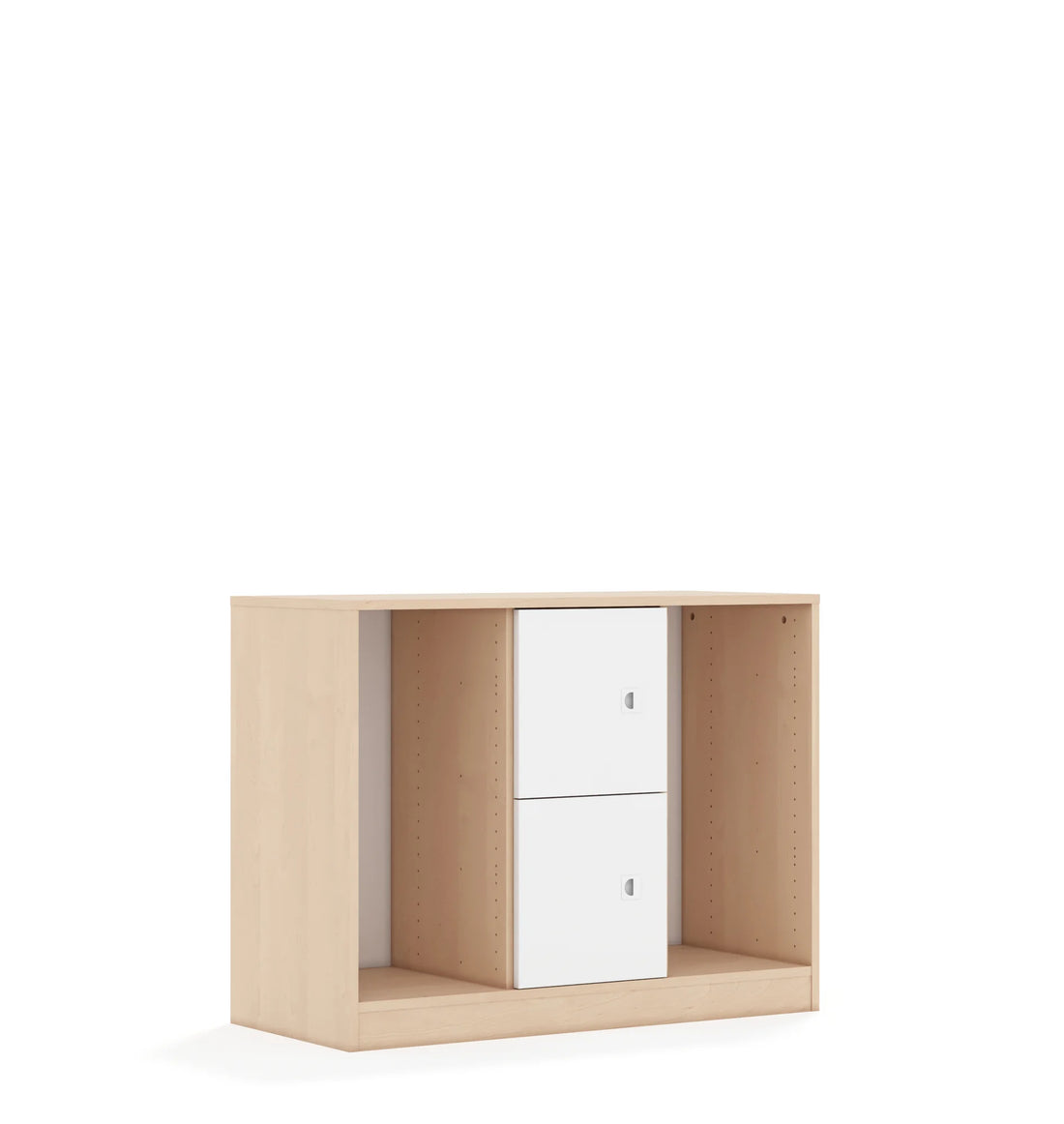 Regał na pojemniki BLOX 110 2PG 2F1 1049x466x813 – dąb / biały