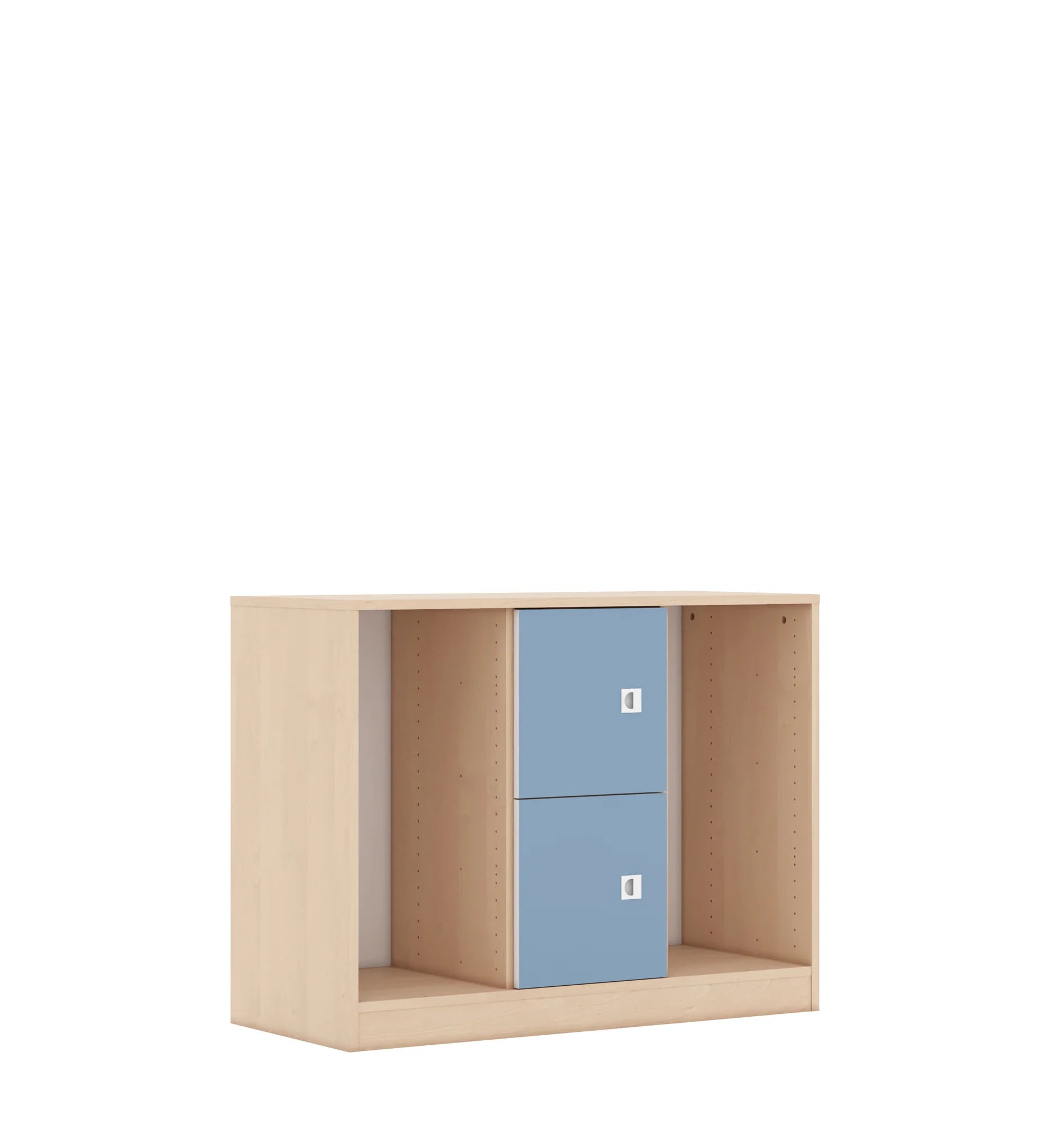 Regał na pojemniki BLOX 110 2PG 2F1 1049x466x813 – brzoza / pastelowy niebieski