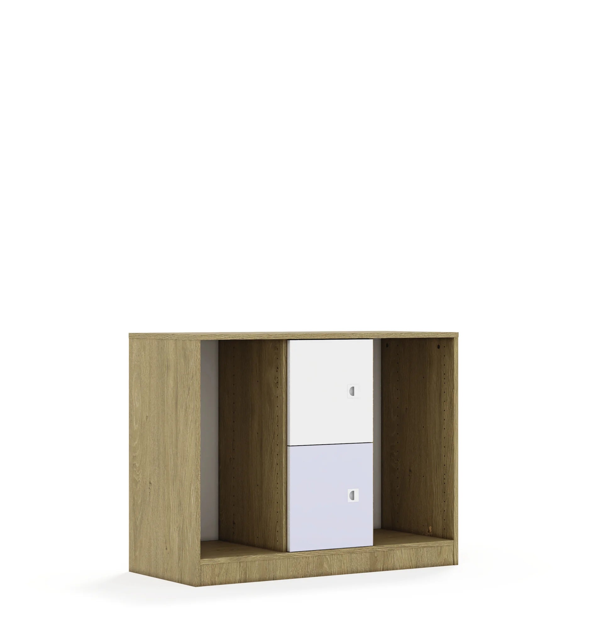 Regał na pojemniki BLOX 110 2PG 2F1 1049x466x813 – dąb / biały/pastelowy fioletowy