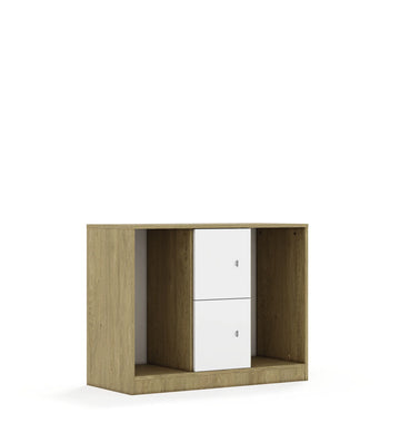 Regał na pojemniki BLOX 110 2PG 2F1 1049x466x813 – dąb / biały