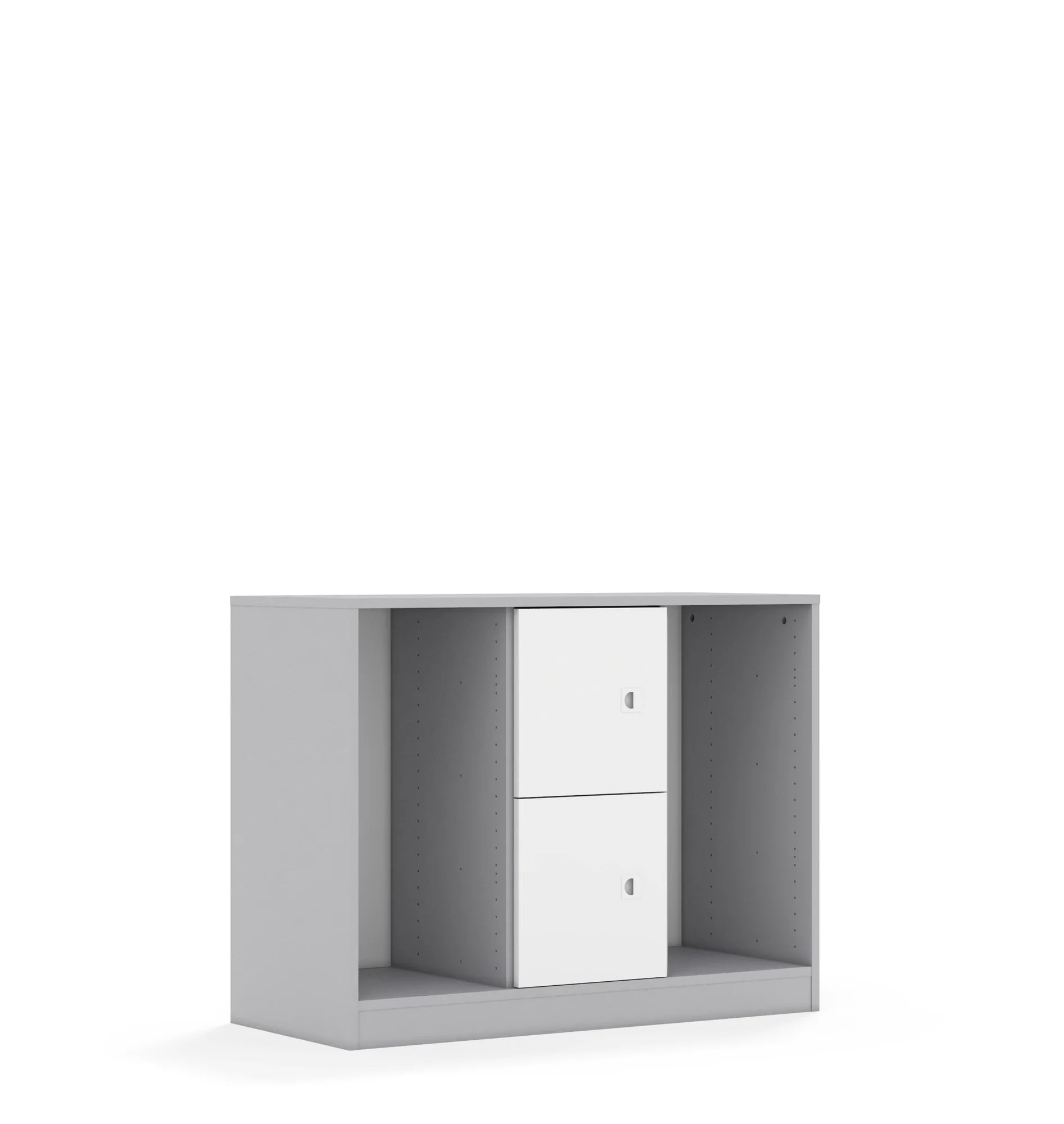 Regał na pojemniki BLOX 110 2PG 2F1 1049x466x813 – szary / biały