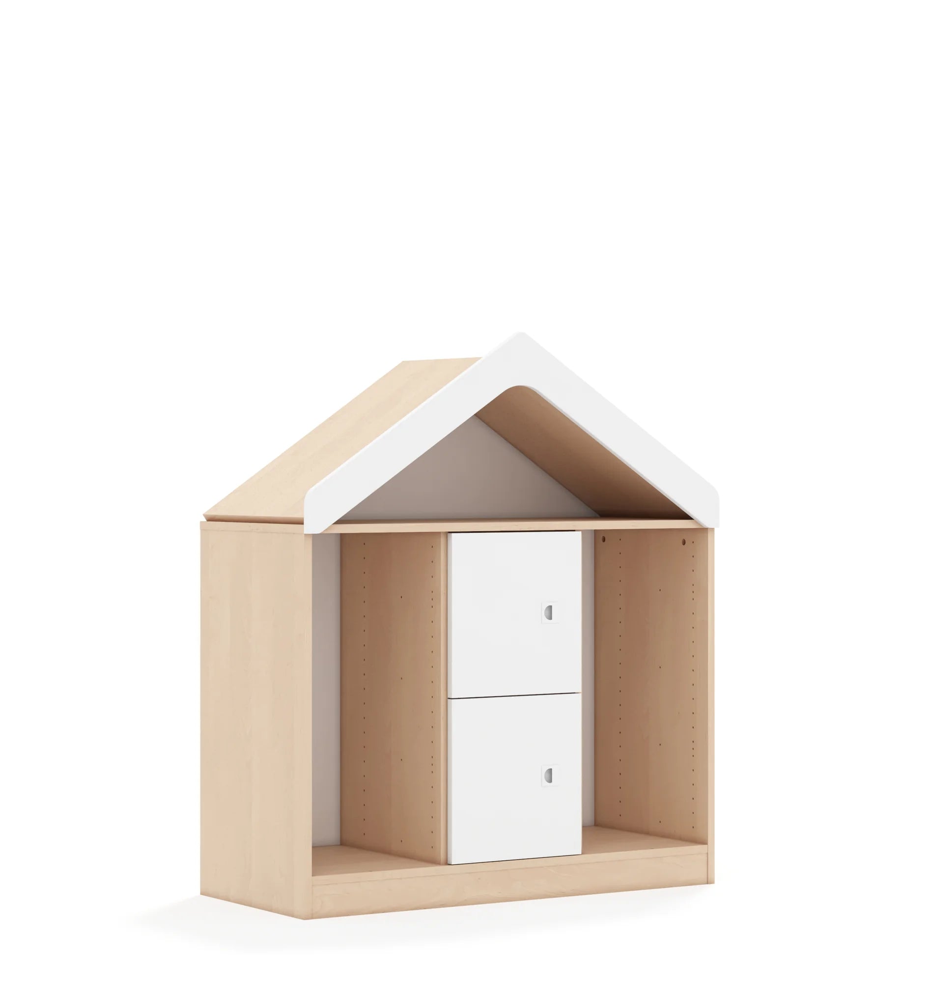 Regał na pojemniki BLOX 110 2PG 2F1 z daszkiem 1049x466x1223 – brzoza / biały