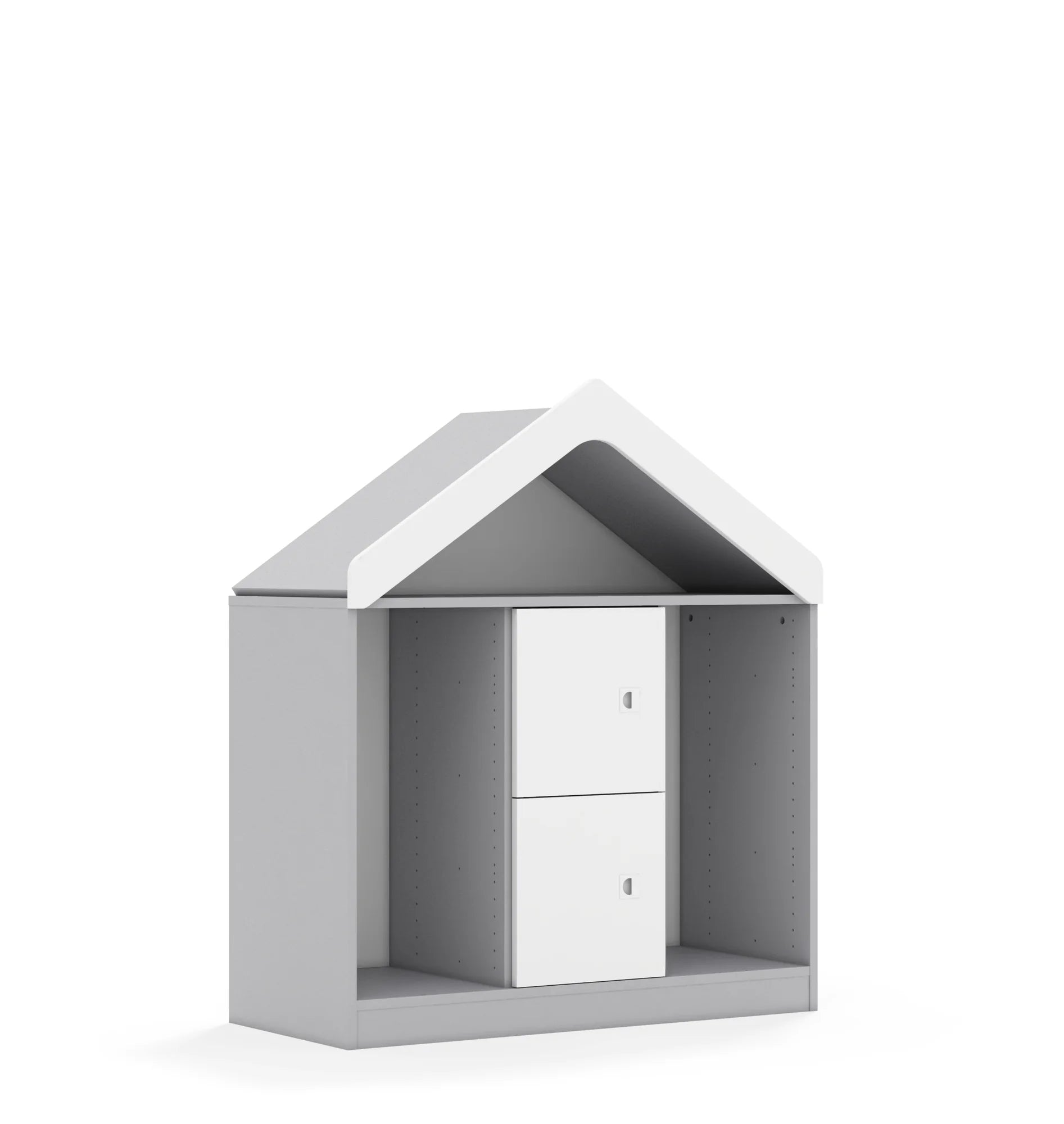 Regał na pojemniki BLOX 110 2PG 2F1 z daszkiem 1049x466x1223 – szary / biały