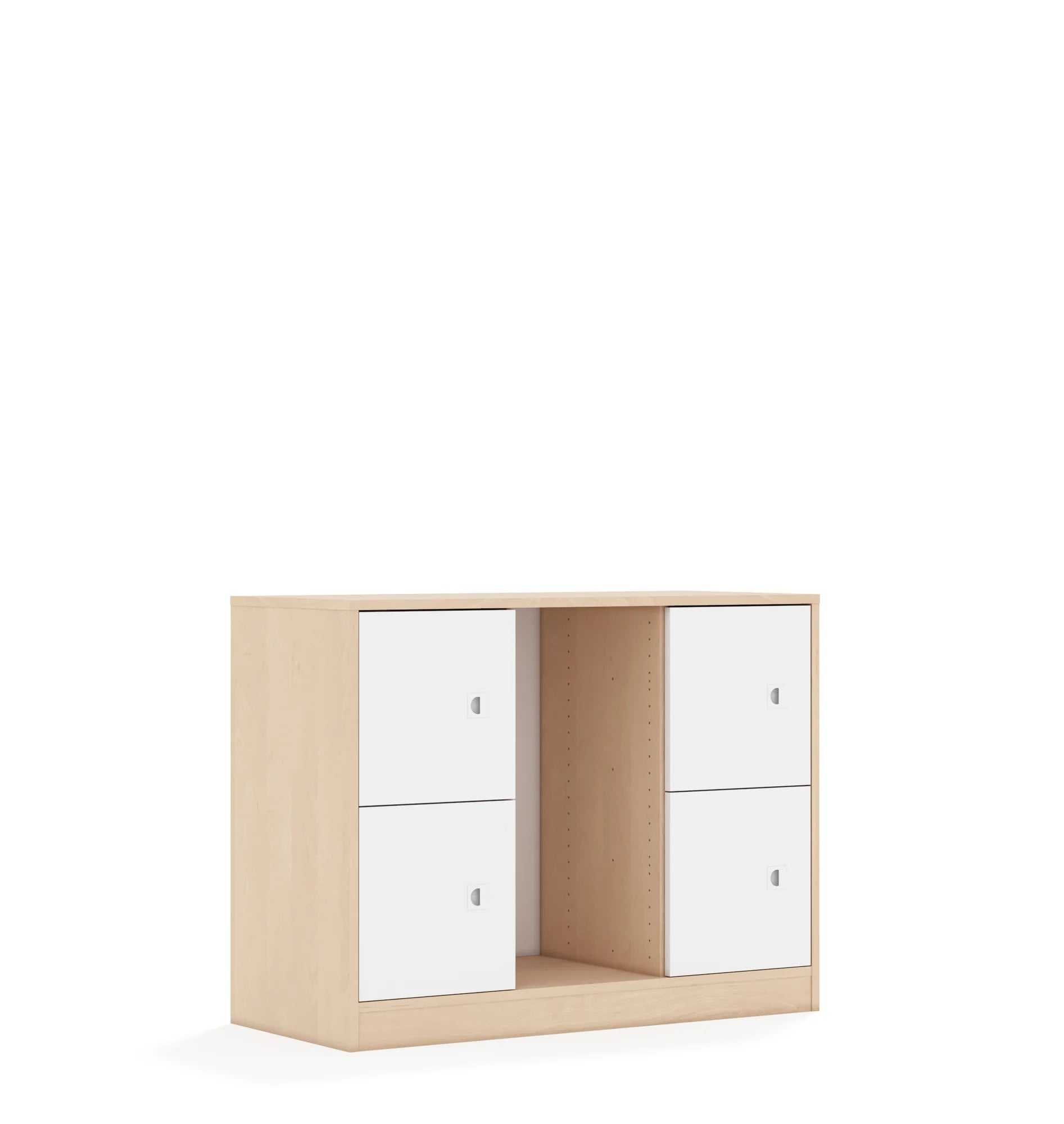 Regał na pojemniki BLOX 110 2PG 4F1 1049x466x813 – brzoza / biały